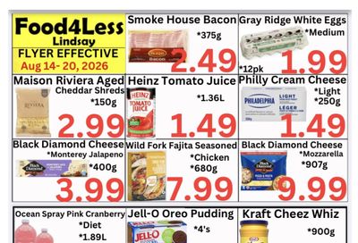 Food 4 Less (Lindsay) Flyer August 14 to 20