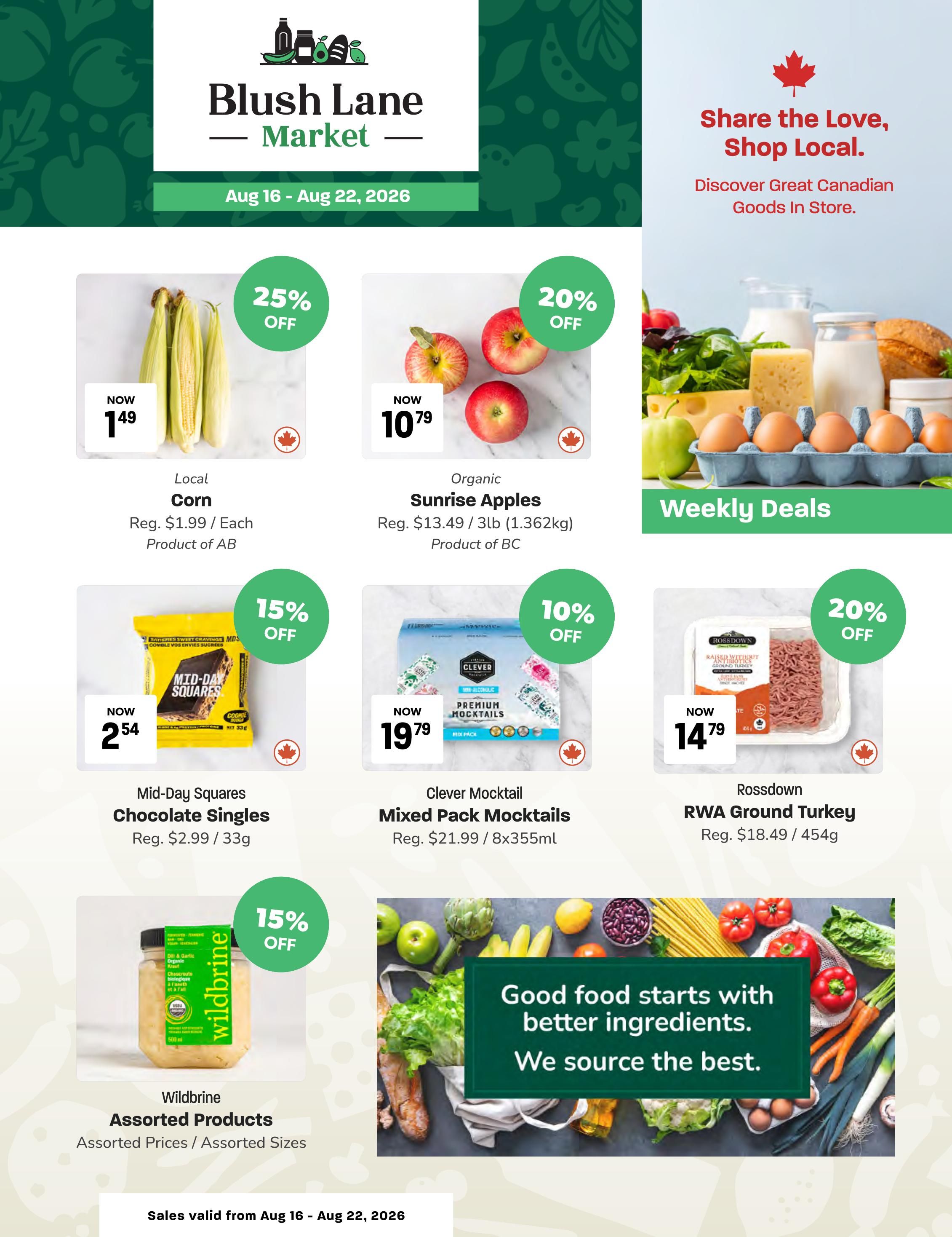 Blush Lane Organic Market Flyer August 16 to 22