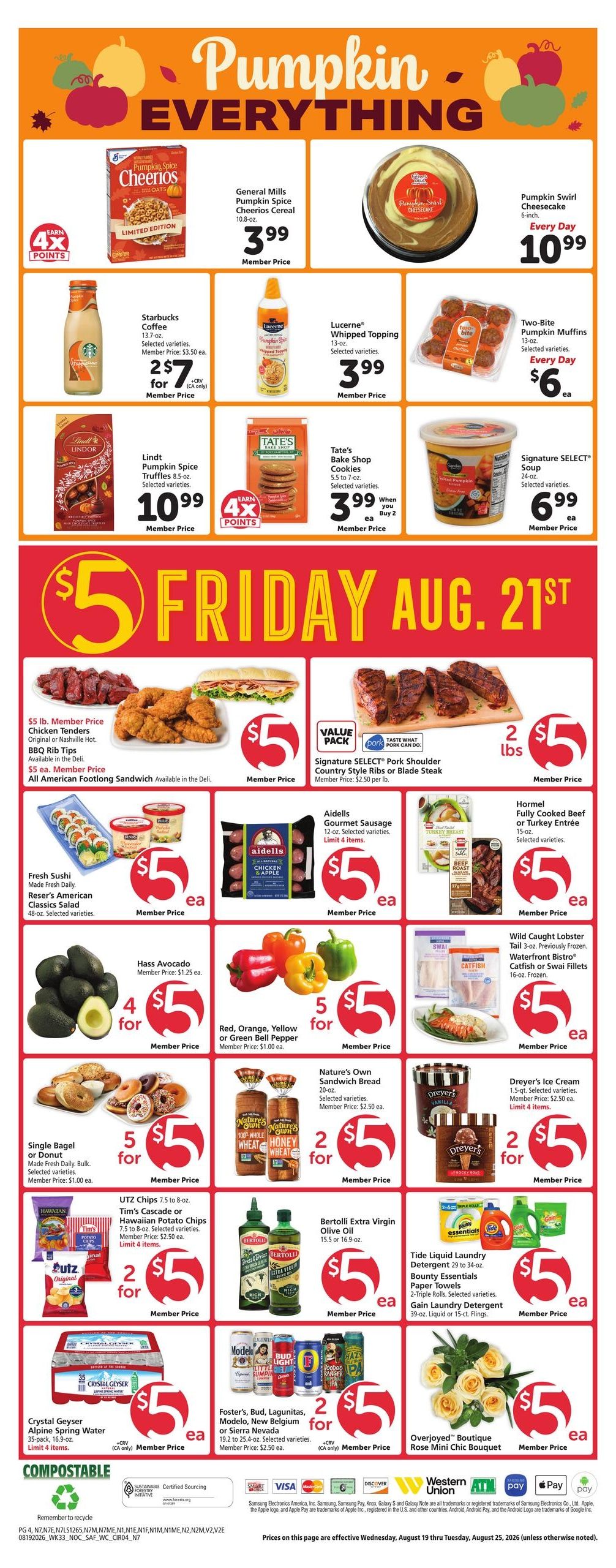 Safeway (Fairfield–Stockton Area, CA) Weekly Ad August 19 - 25, 2026