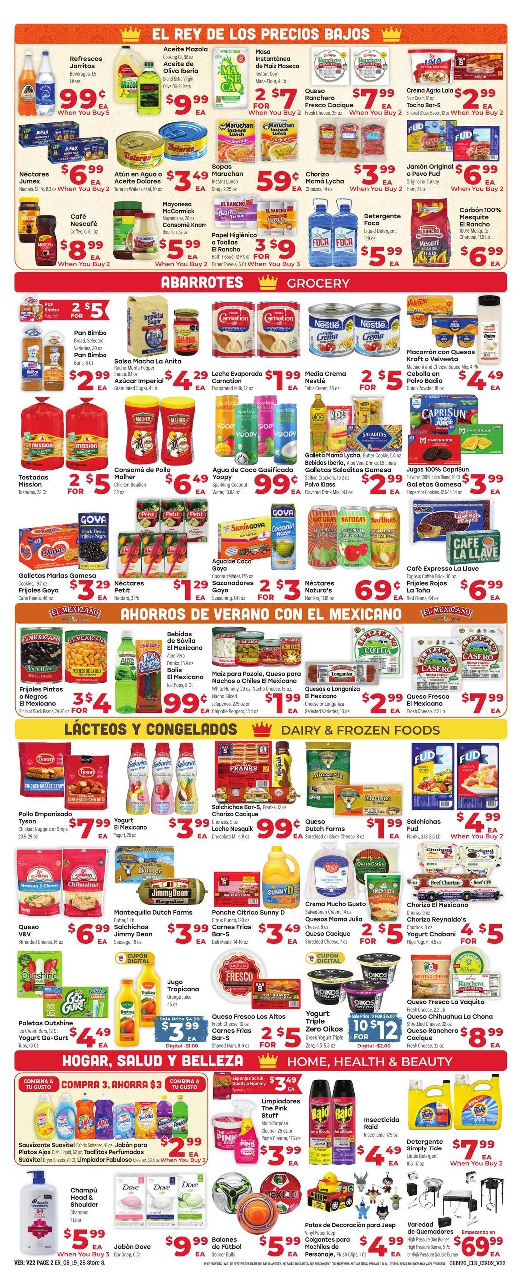El Rancho Supermercado Weekly Ad August 19 - 25, 2026