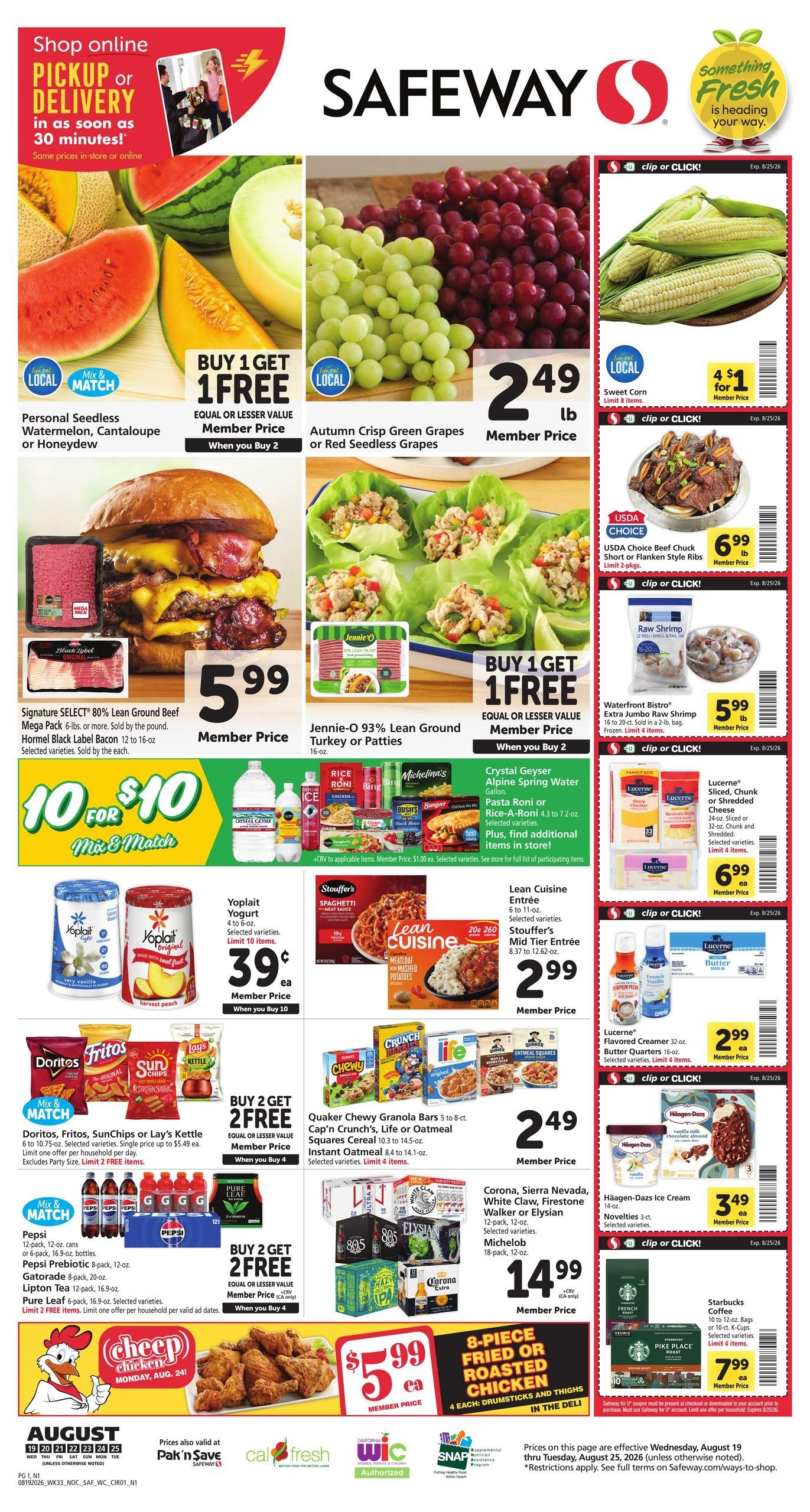 Safeway (Burlingame Area, CA) Weekly Ad August 19 - 25, 2026