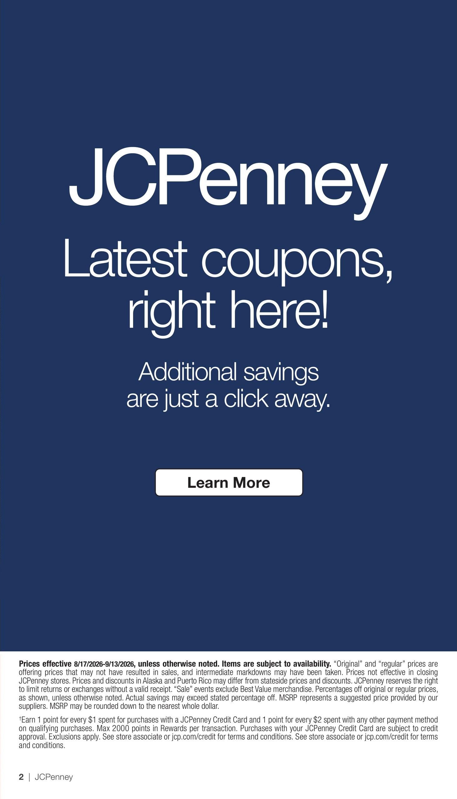 JCPenney Labor Day Home Sale Weekly Ad August 18 - September 14, 2026