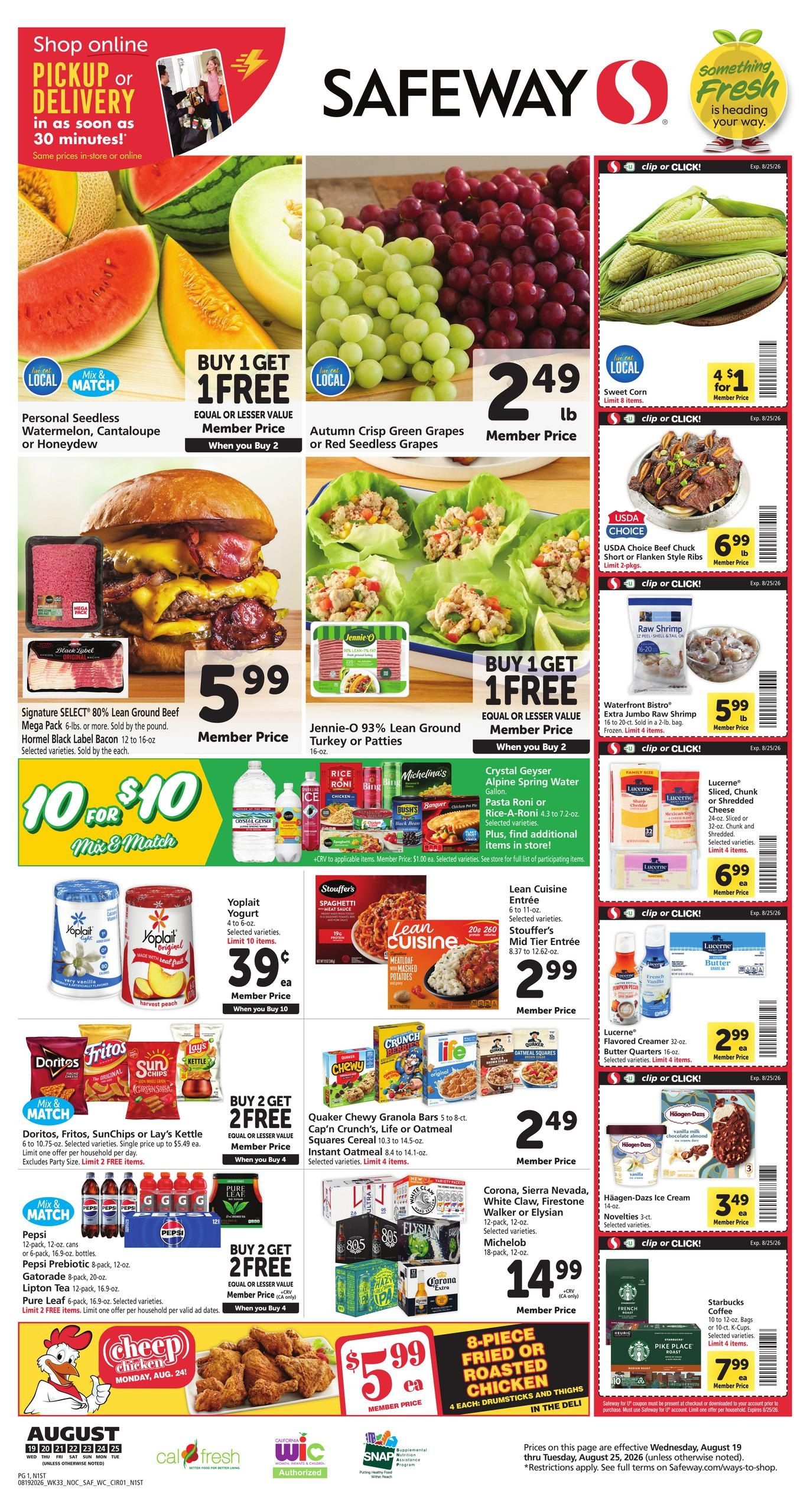 Safeway (Oakland–San Francisco Area, CA) Weekly Ad August 19 - 25, 2026