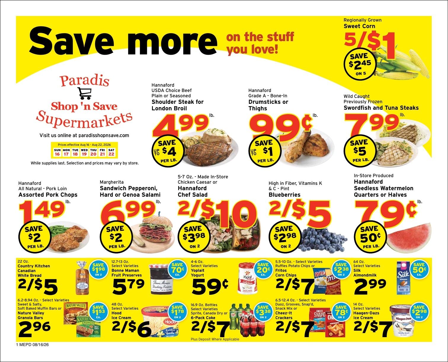 Paradis Shop'n Save Weekly Ad August 16 - 22, 2026