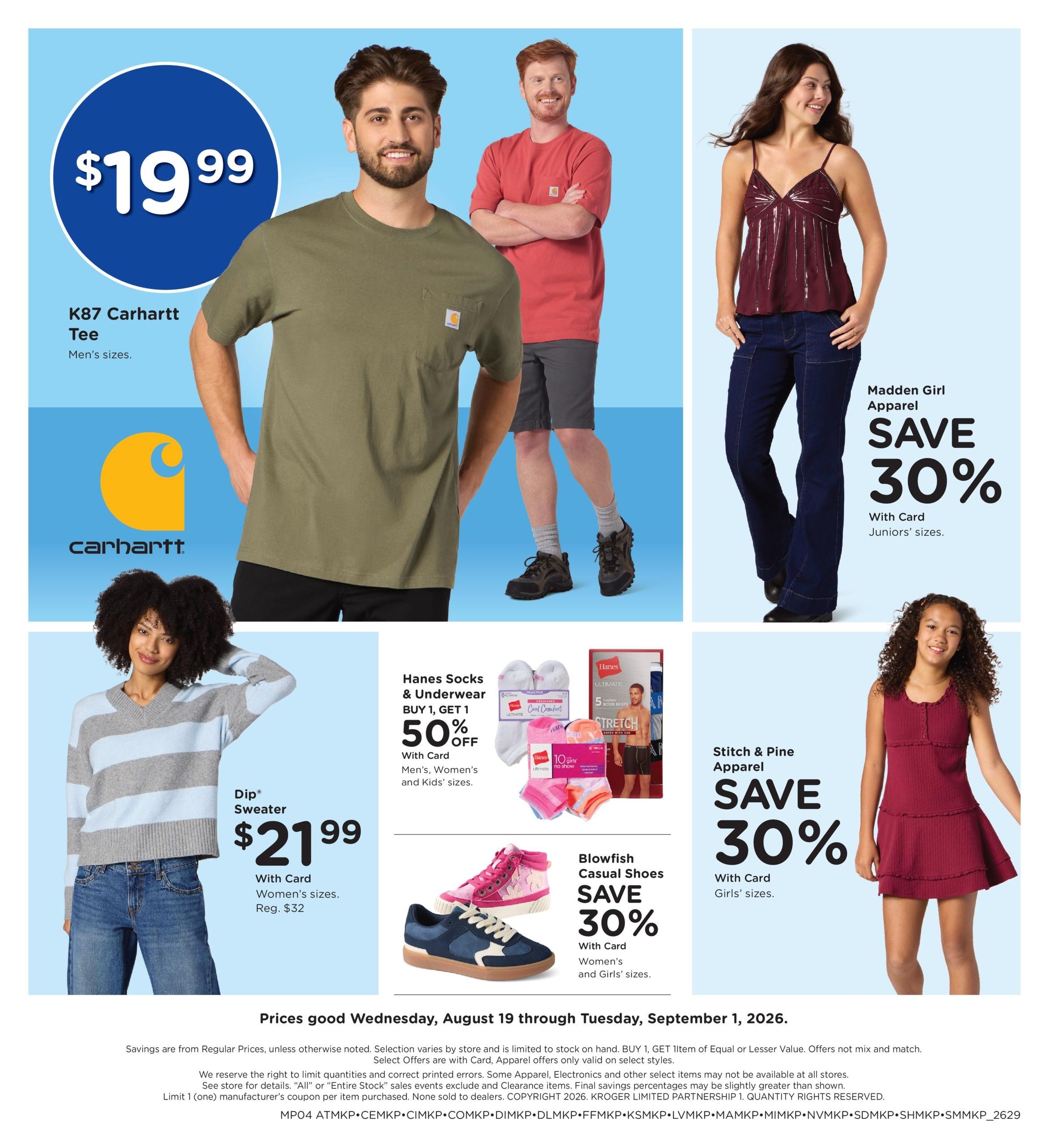 Kroger Home & Apparel Weekly Ad August 19 - September 1, 2026