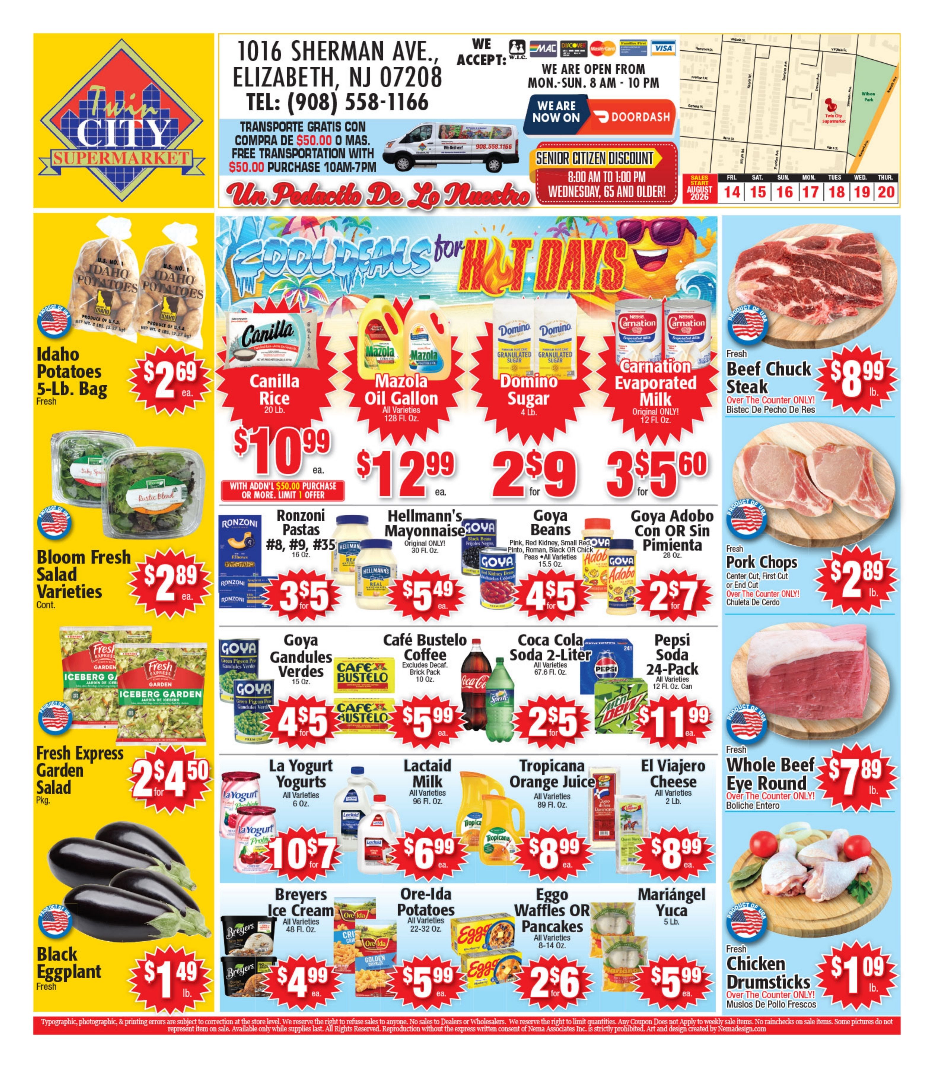 Twin City Supermarket (1016 Sherman Avenue, Elizabeth, NJ) Weekly Ad August 14 - 20, 2026