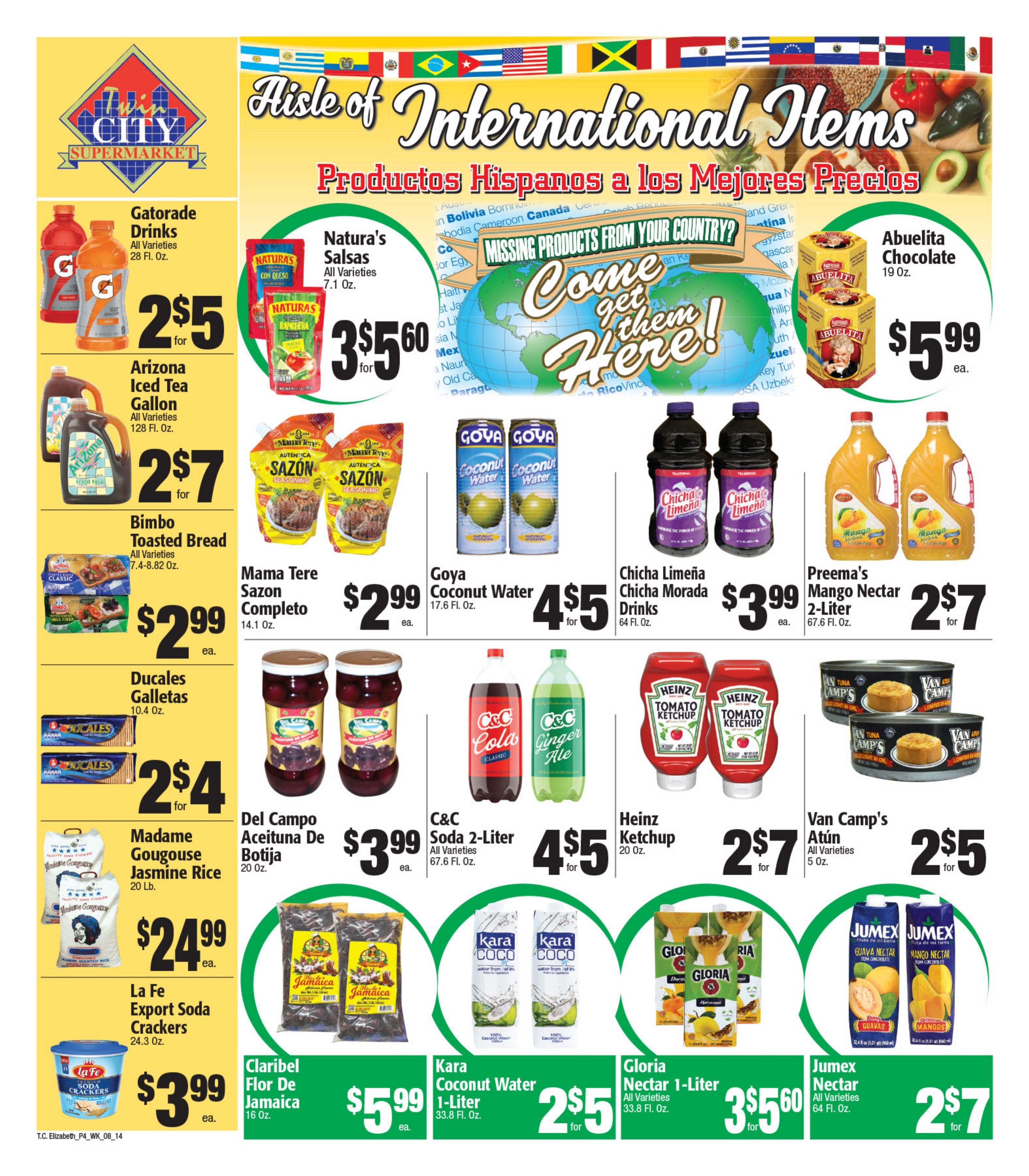 Twin City Supermarket (1016 Sherman Avenue, Elizabeth, NJ) Weekly Ad August 14 - 20, 2026