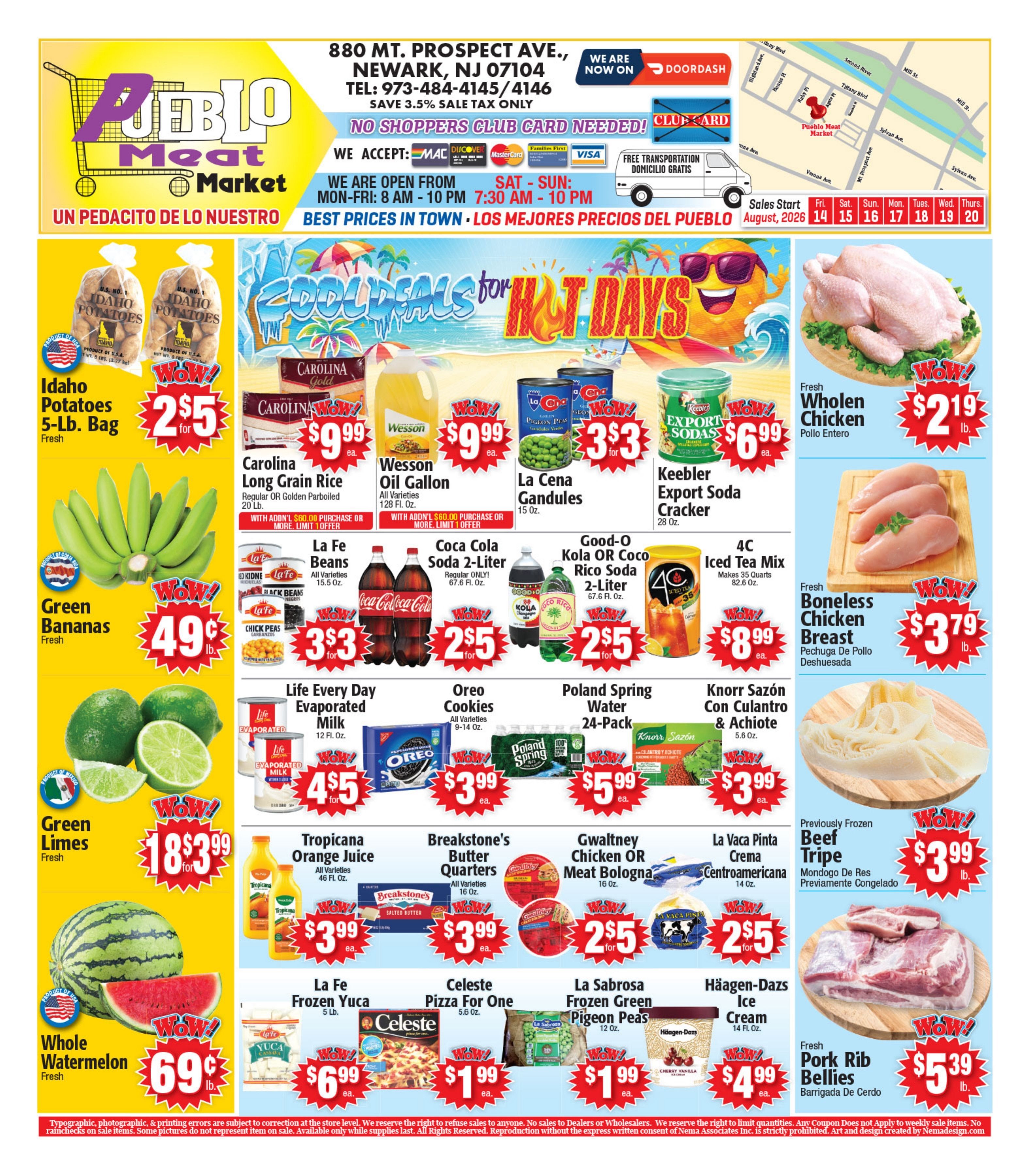 Pueblo Meat Market (880 Mt. Prospect Avenue, Newark, NJ) Weekly Ad August 14 - 20, 2026