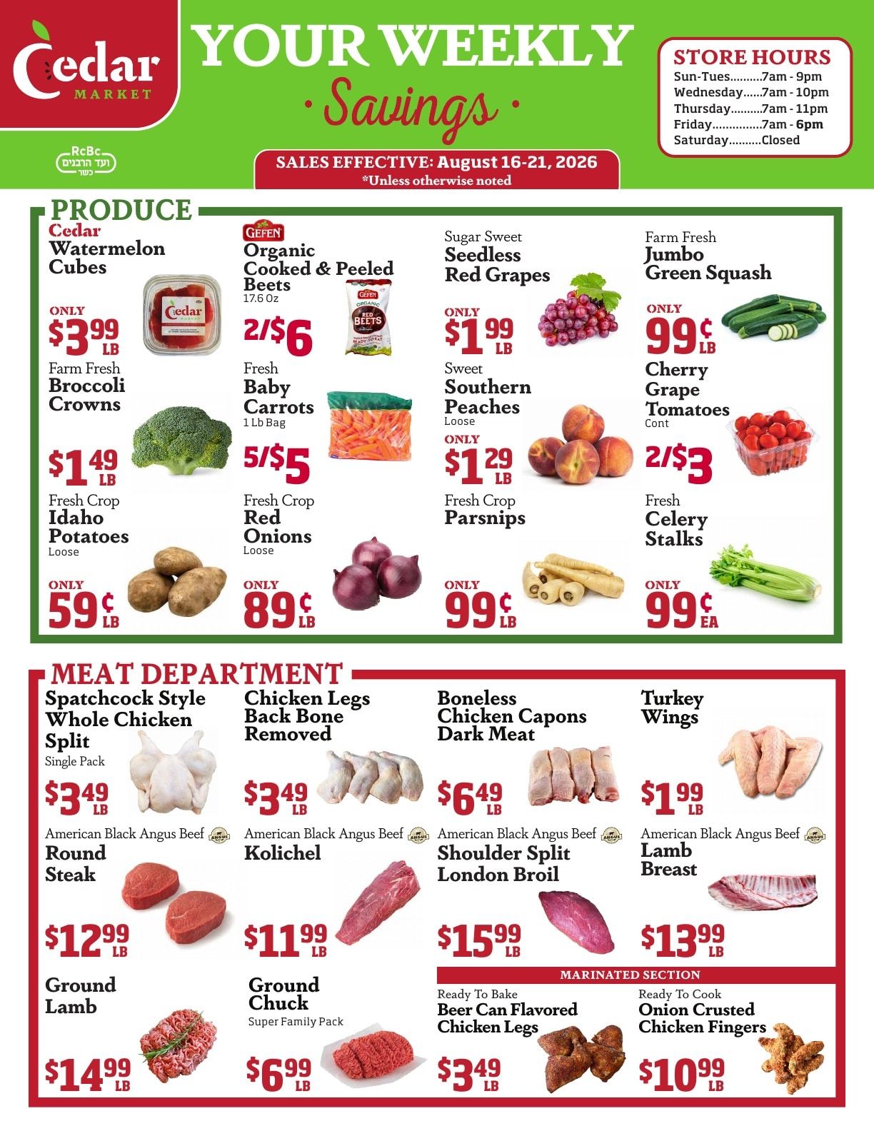 Cedar Market Weekly Ad August 16 - 21, 2026