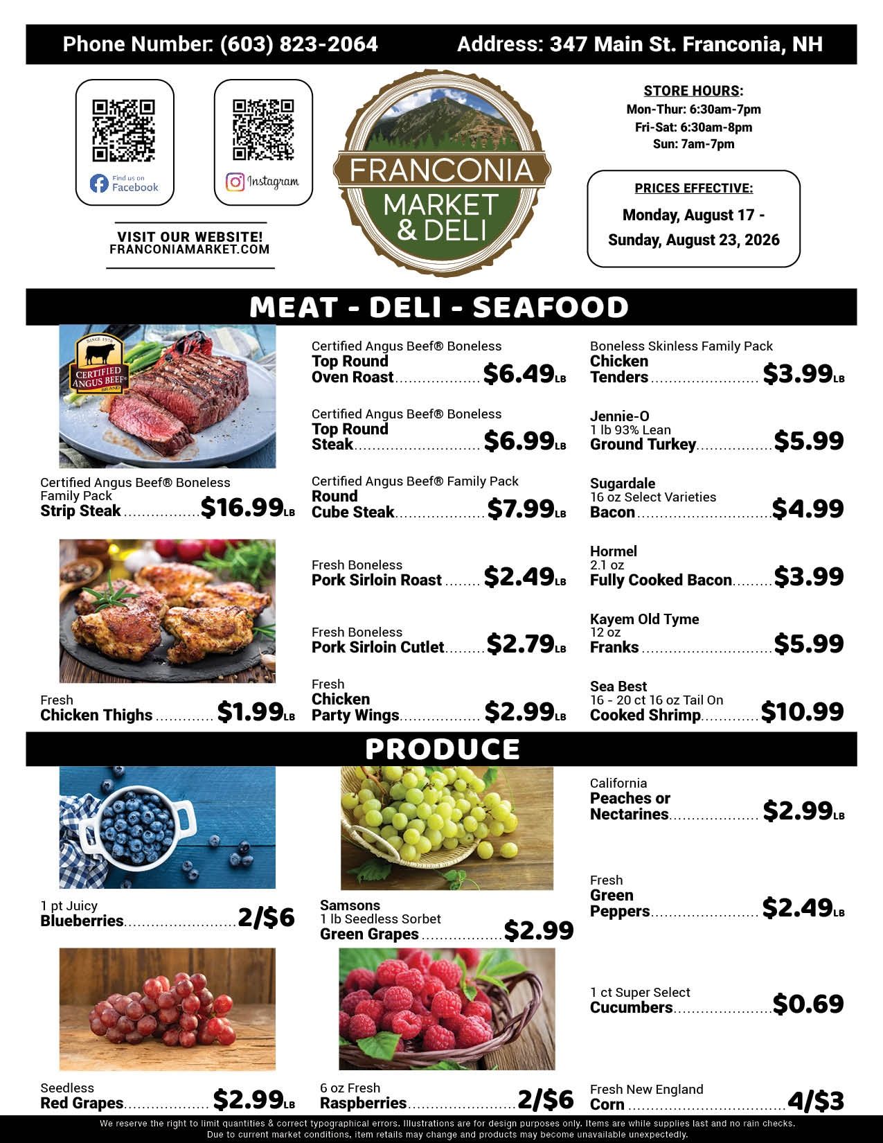 Franconia Market Weekly Ad August 17 - 23, 2026