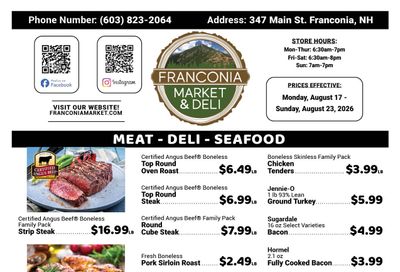 Franconia Market Weekly Ad August 17 - 23, 2026