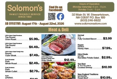 Solomon's Store Weekly Ad August 17 - 22, 2026