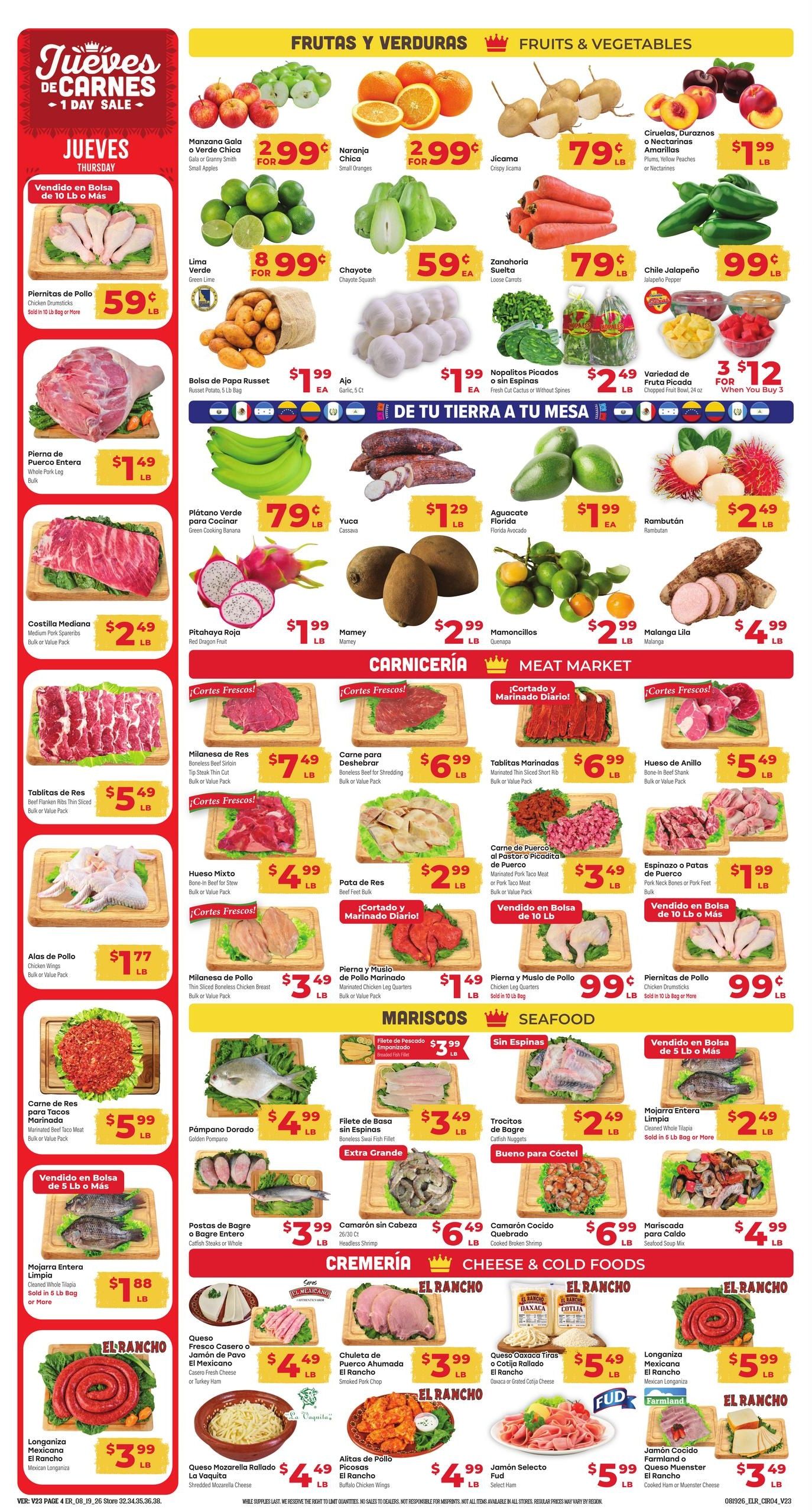 El Rancho Supermercado (Houston–Pasadena Area, TX) Weekly Ad August 19 - 25, 2026