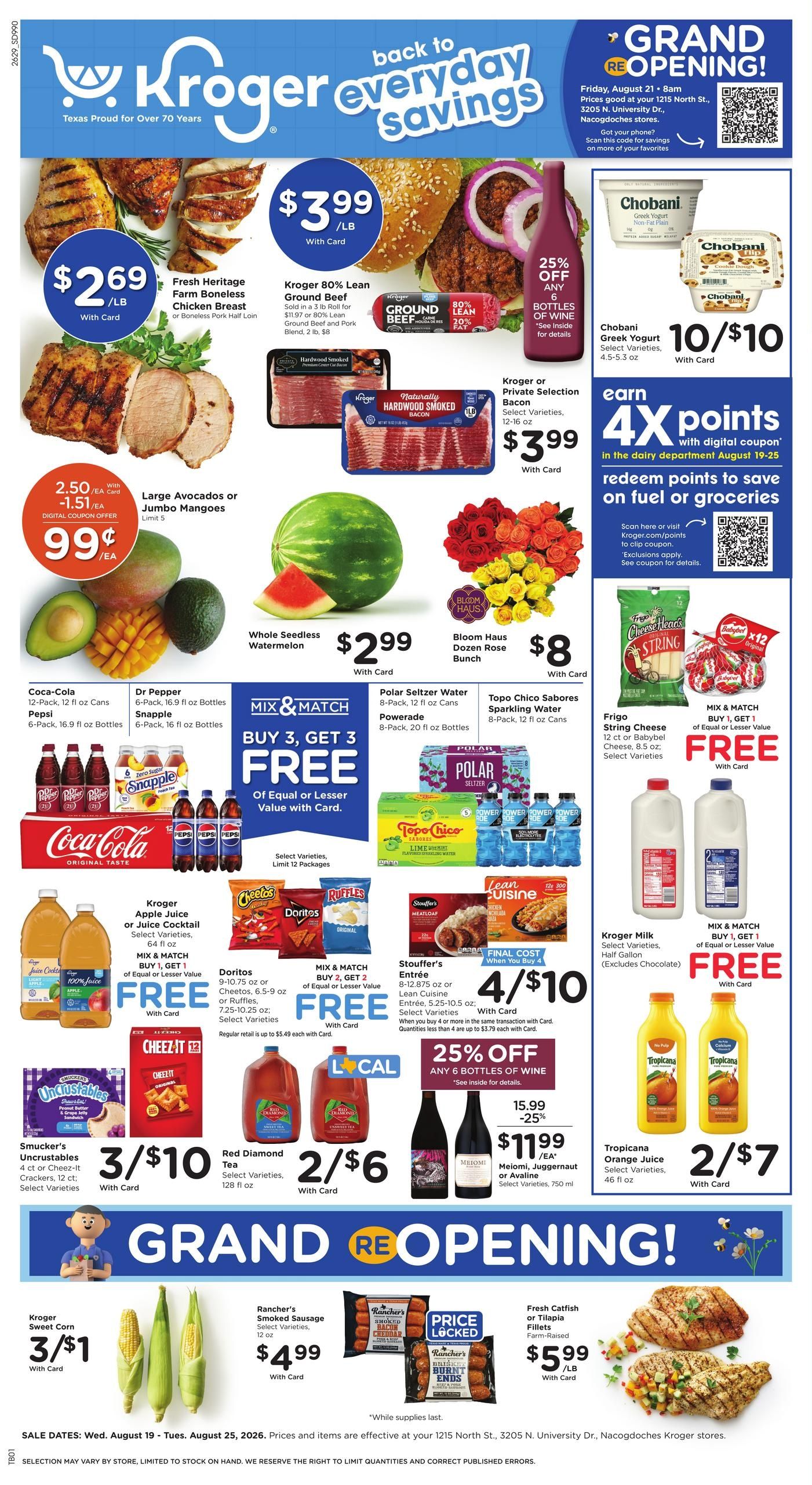 Kroger (Lufkin-Timpson Area, TX) Weekly Ad August 19 - 25, 2026