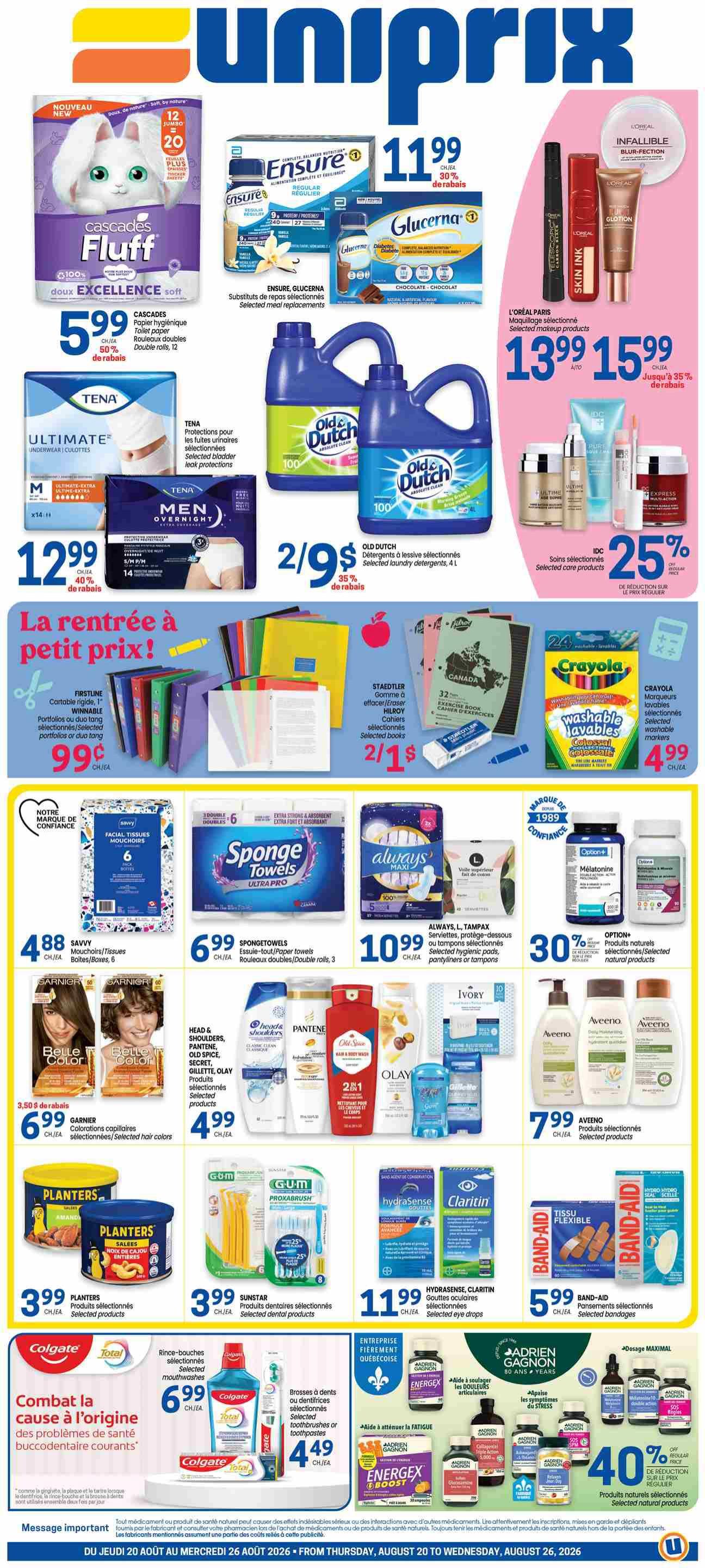 Uniprix Flyer August 20 to 26