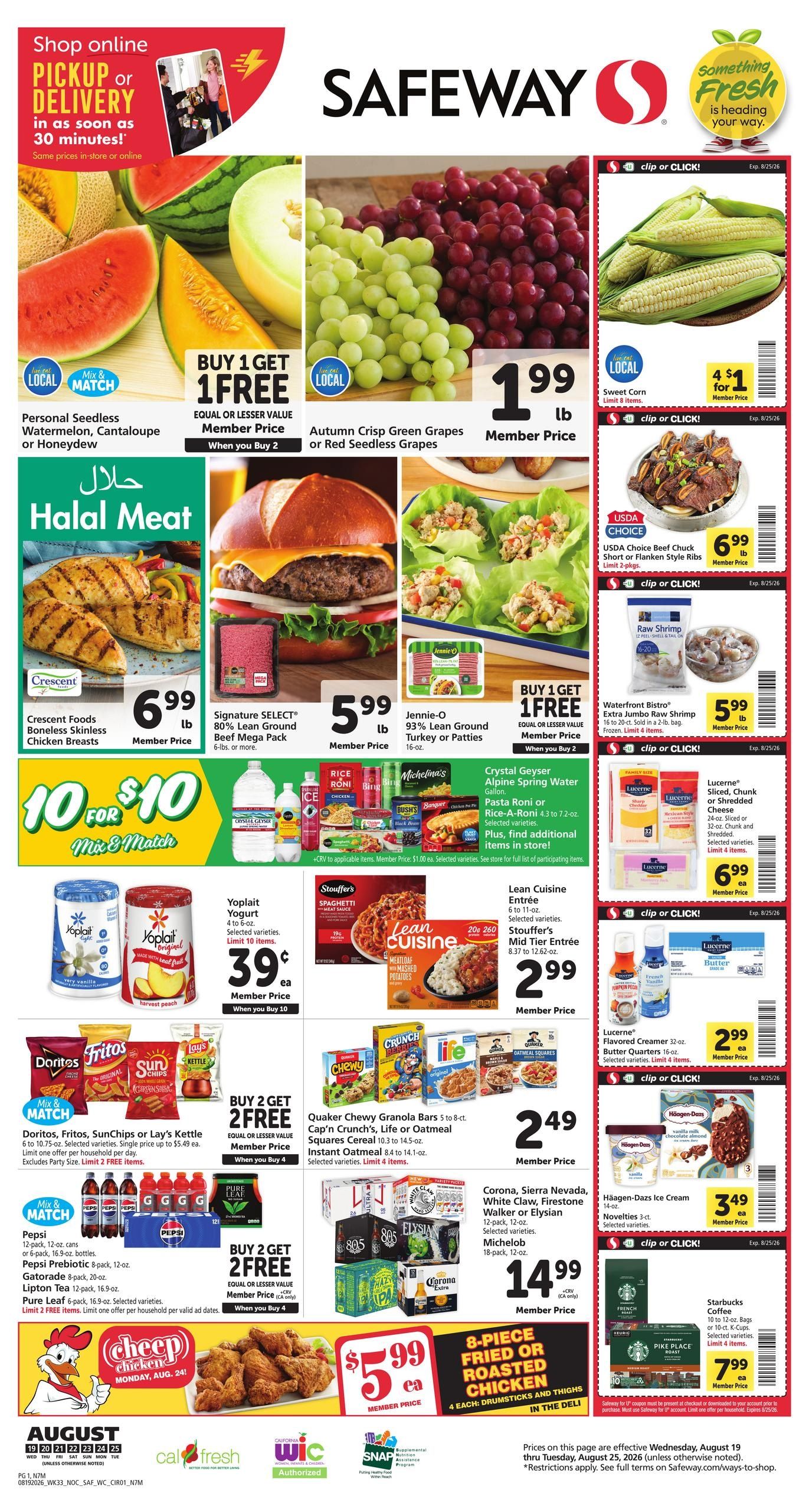 Safeway (Tracy-Vallejo Area, CA) Weekly Ad August 19 - 25, 2026