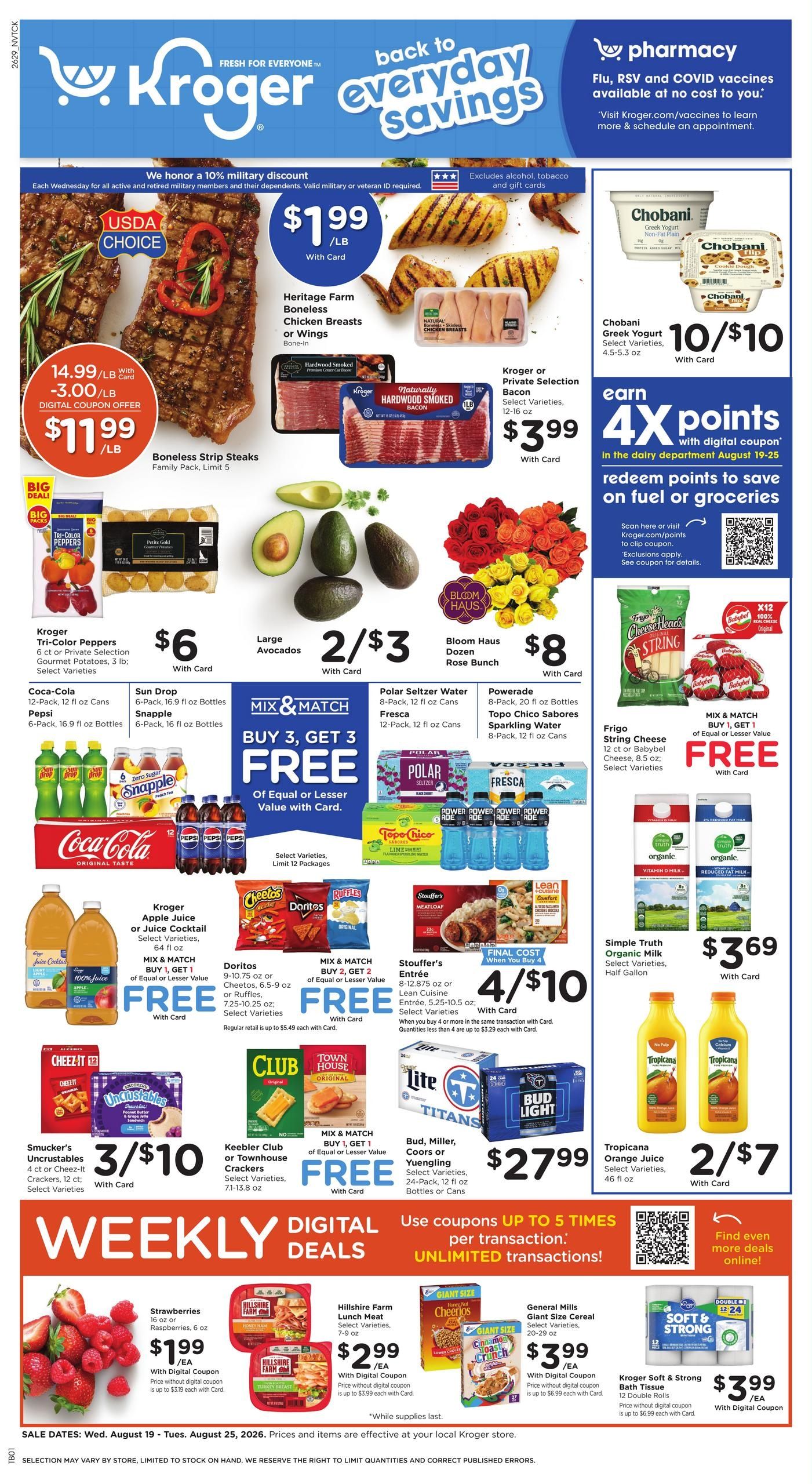 Kroger (Clarksville–Guthrie Area, KY–TN) Weekly Ad August 19 - 25, 2026