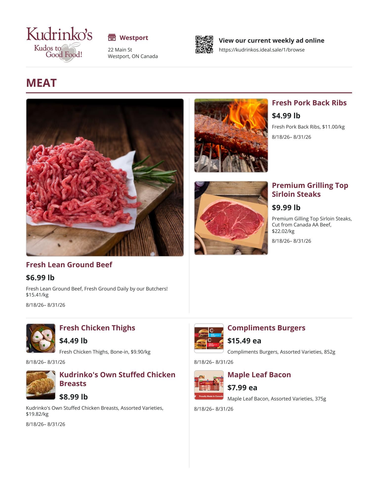 Kudrinko's Flyer August 18 to 31
