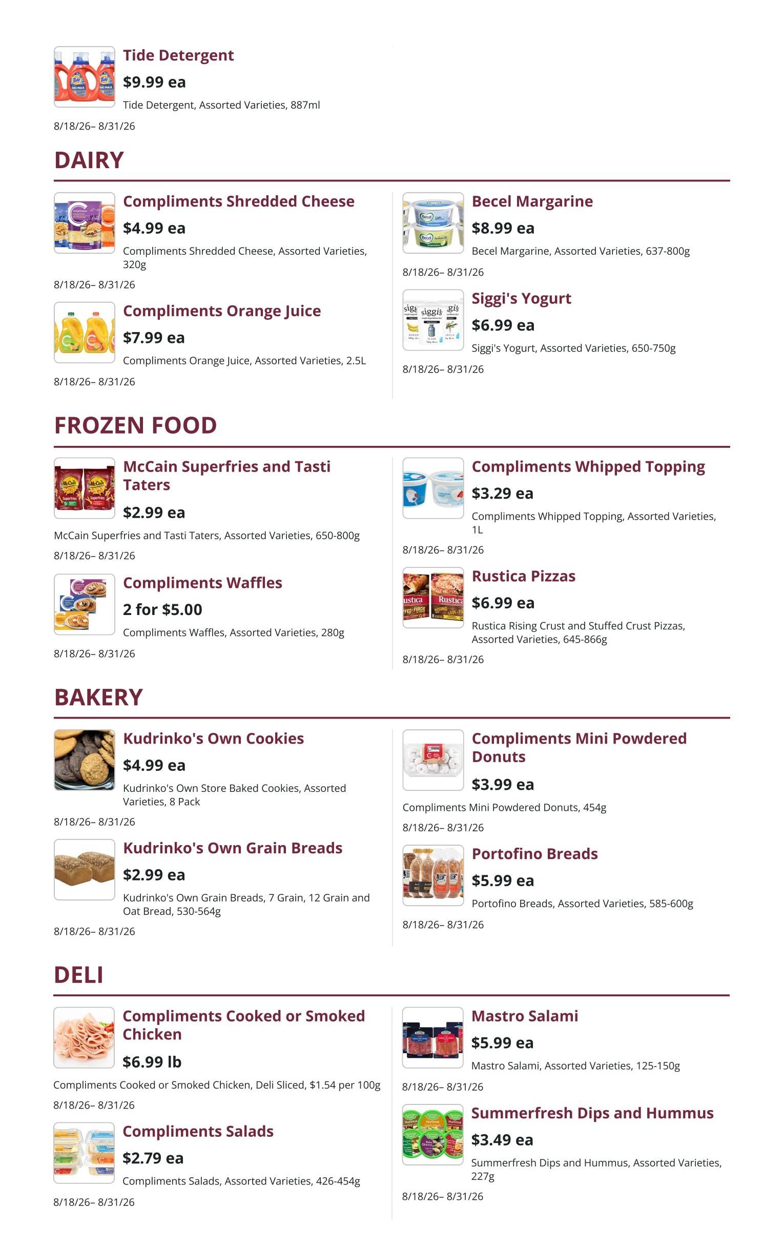 Kudrinko's Flyer August 18 to 31