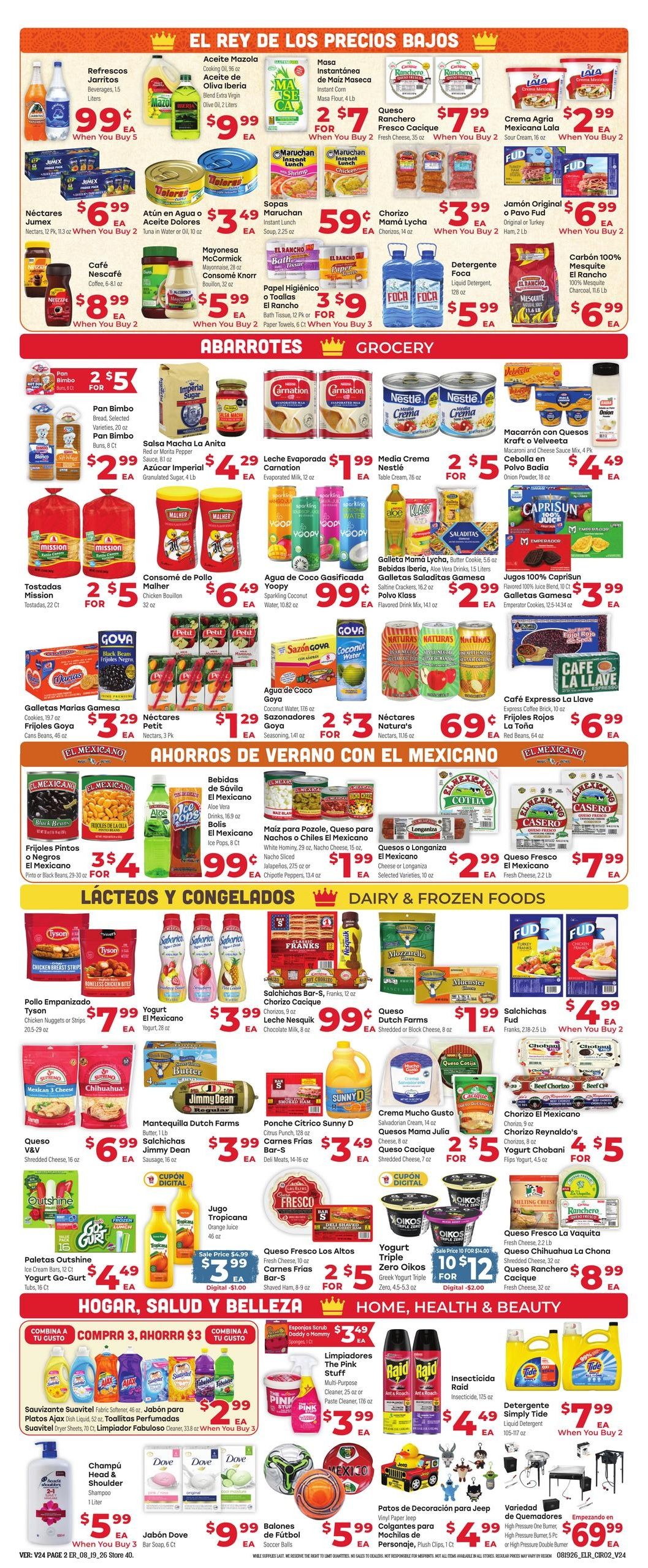 El Rancho Supermercado Weekly Ad August 19 - 25, 2026