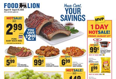 Food Lion (Wilmington Area, NC) Weekly Ad August 19 - 25, 2026