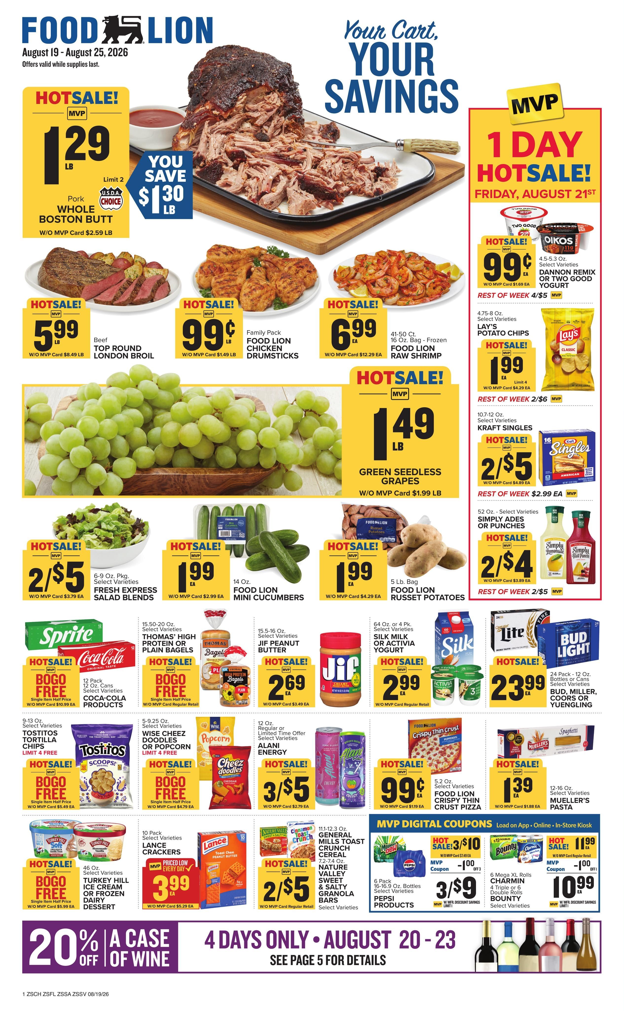 Food Lion (Estill–Hampton Area, SC) Weekly Ad August 19 - 25, 2026