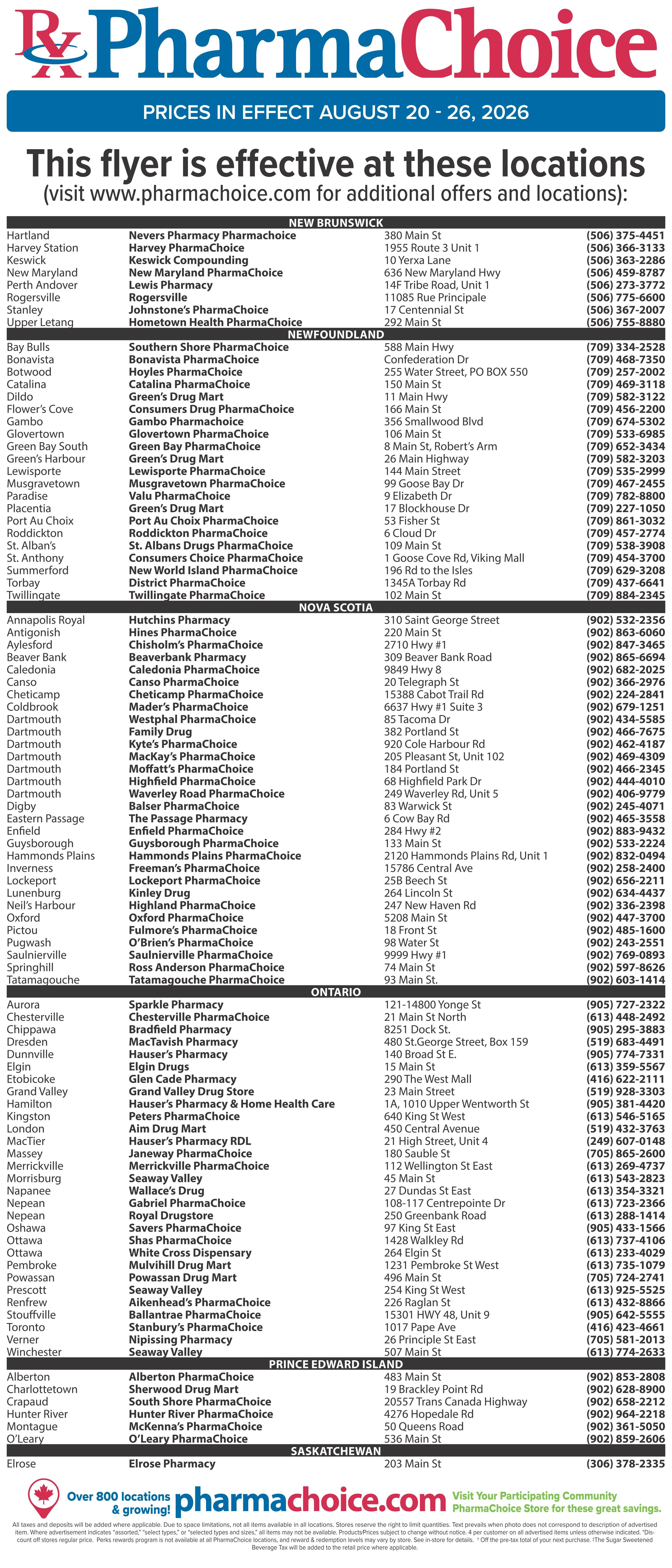 PharmaChoice (ON & Atlantic) Flyer August 20 to 26