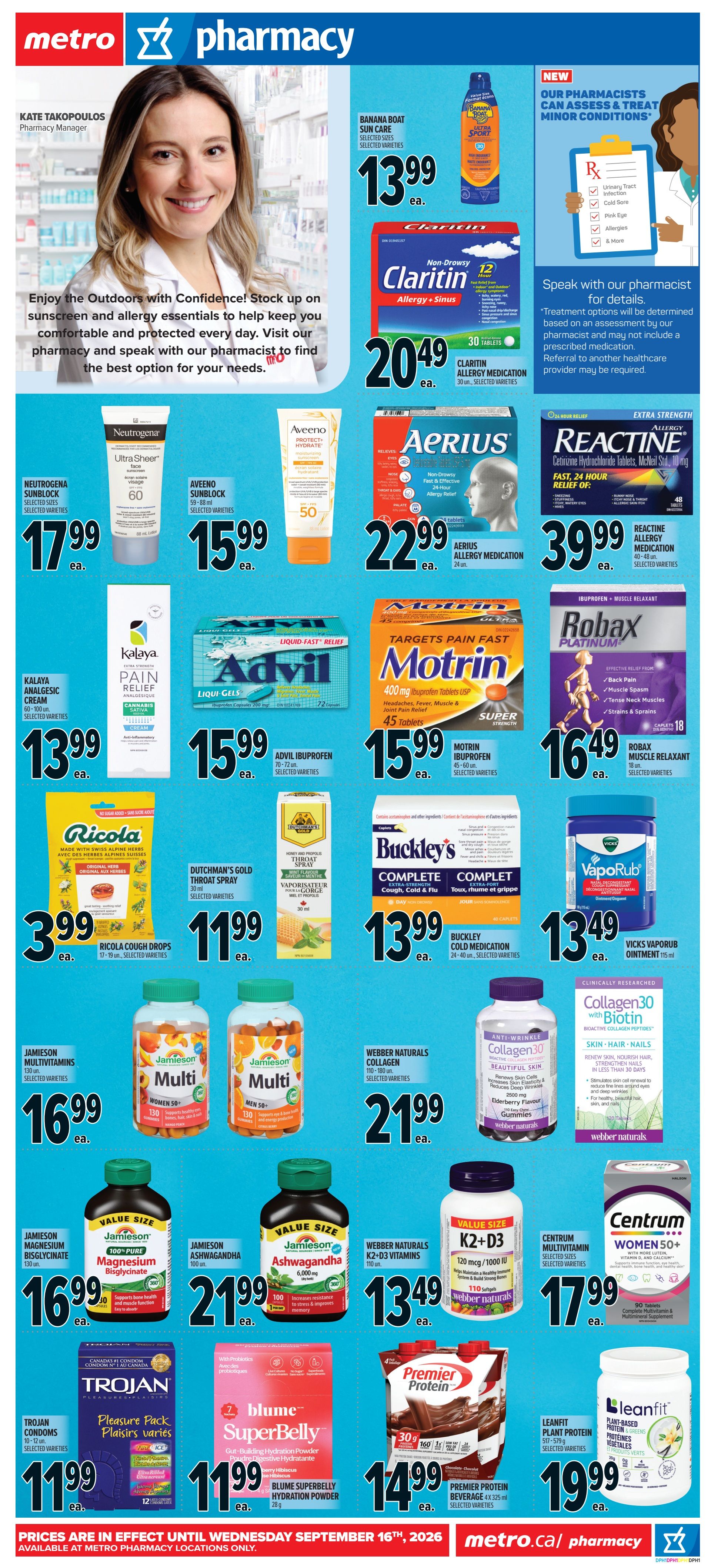 Metro (ON) Pharmacy Flyer August 20 to September 16