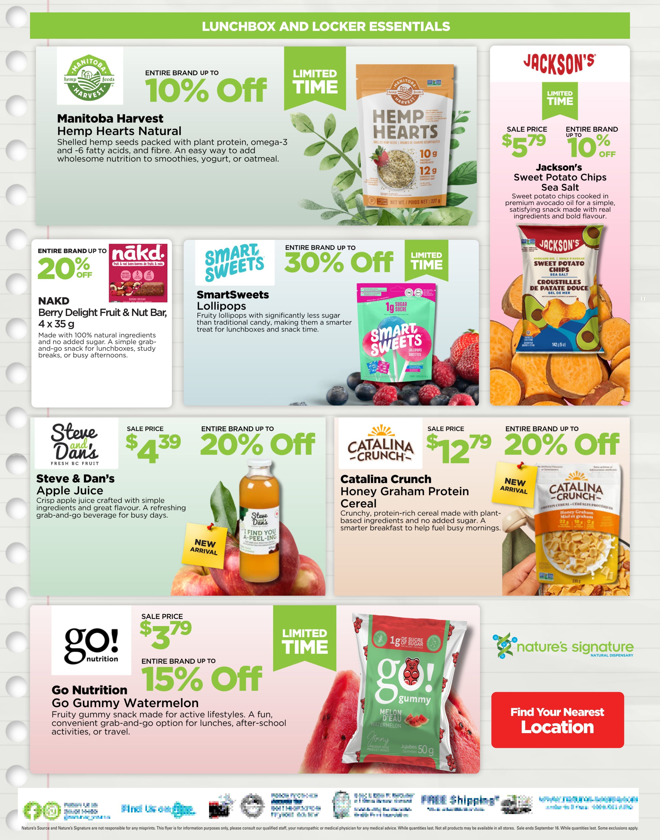 Nature's Signature Flyer August 20 to September 16