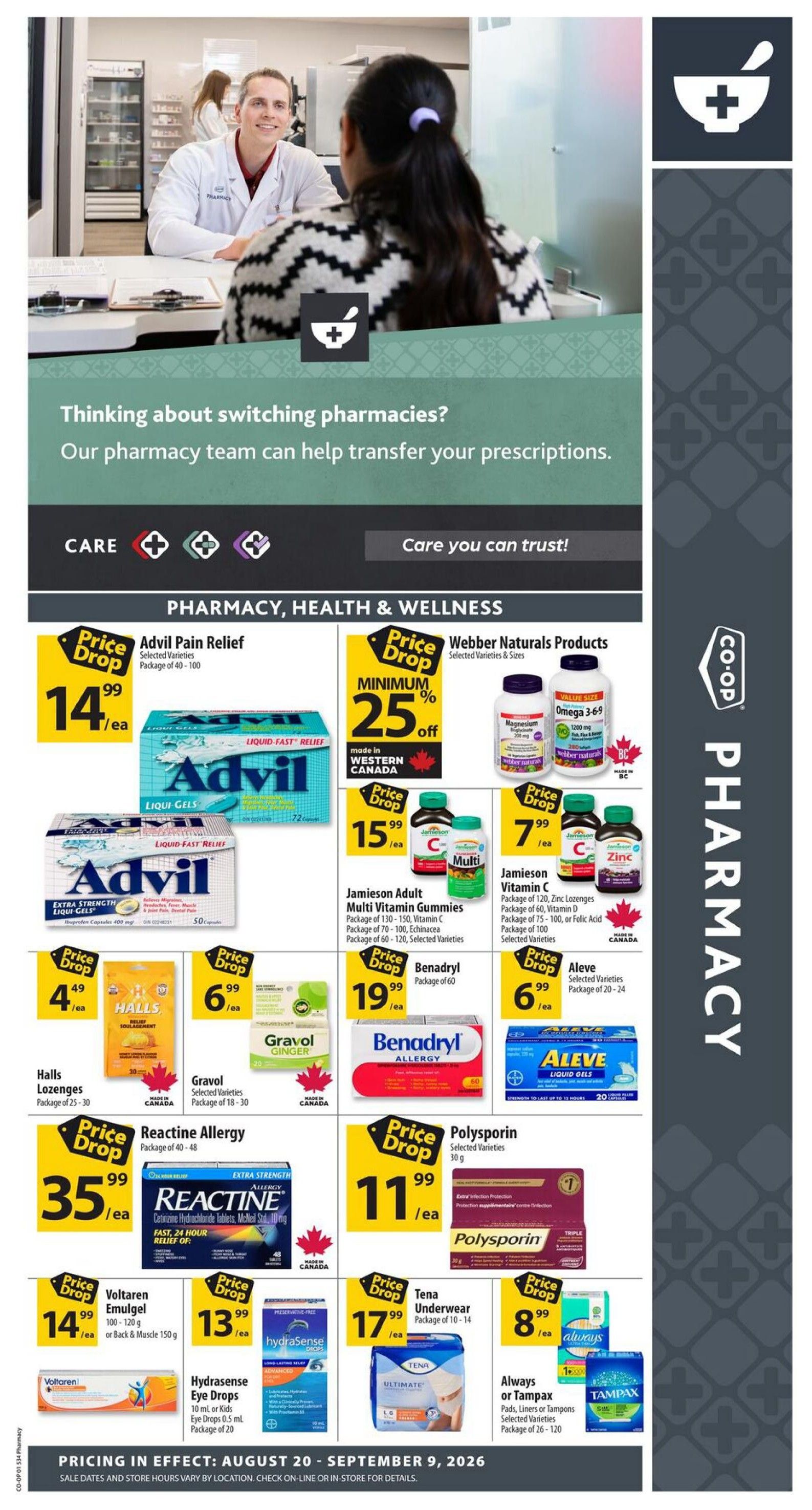Co-op (West) Pharmacy Flyer August 20 to September 9