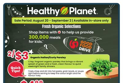 Healthy Planet Flyer August 20 to September 2