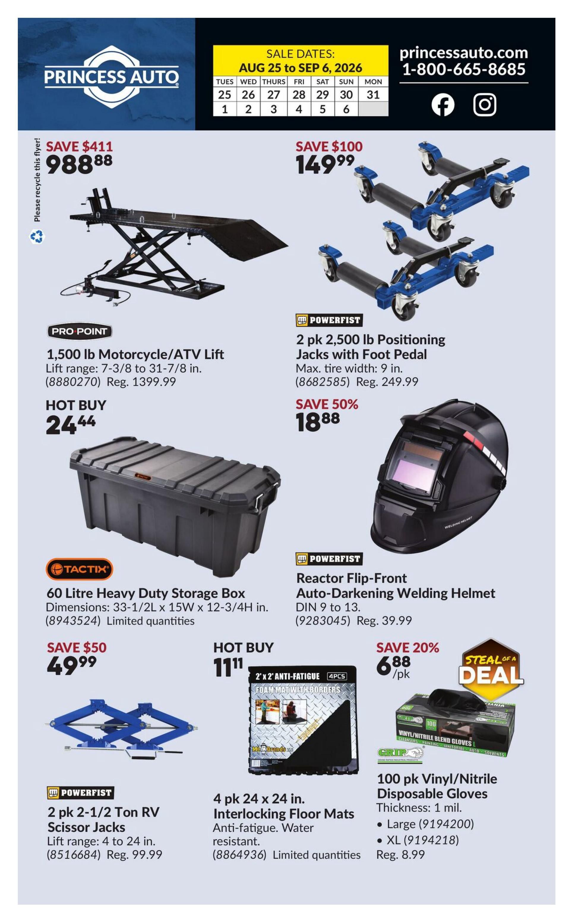 Princess Auto Flyer August 25 to September 6