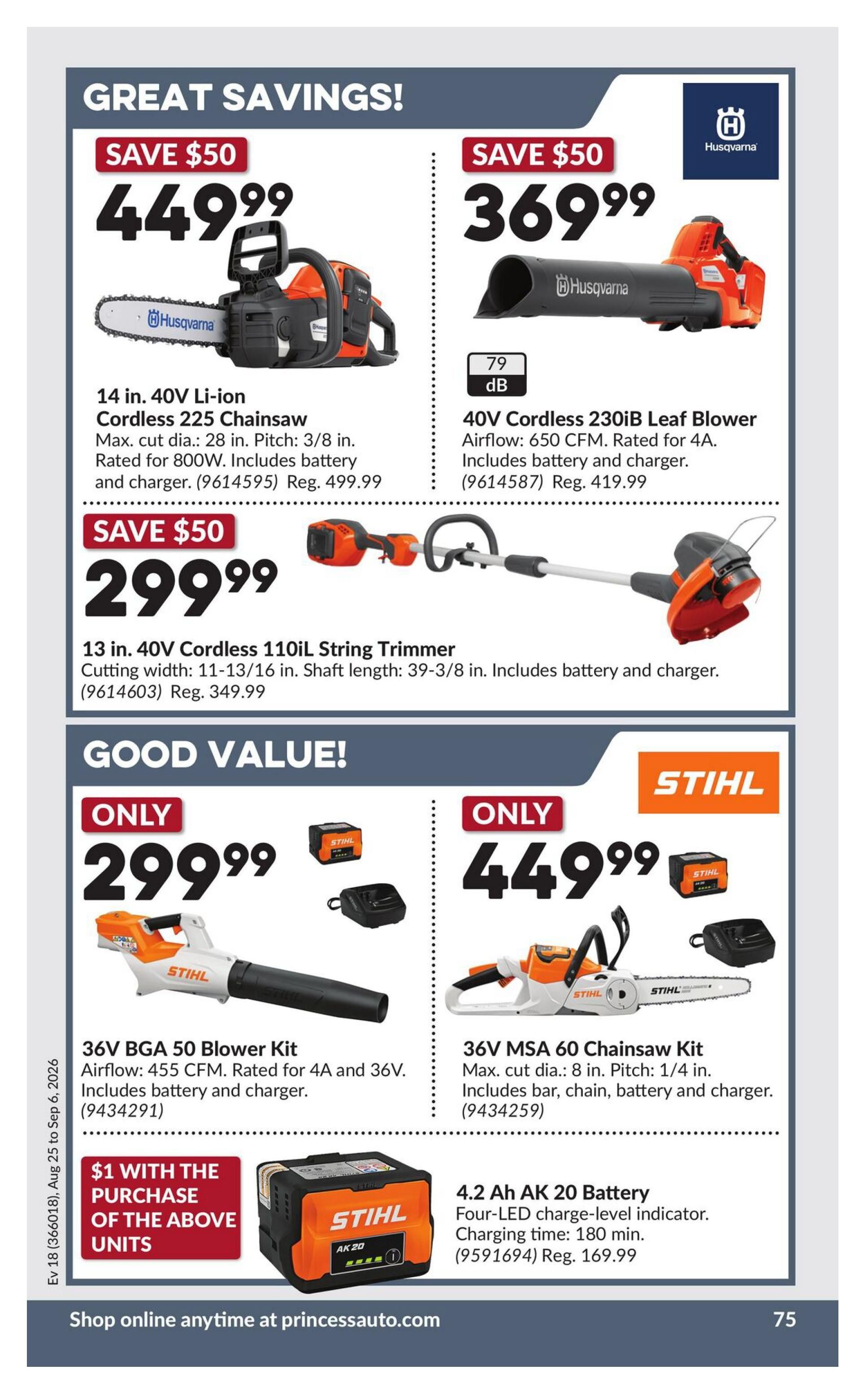 Princess Auto Flyer August 25 to September 6
