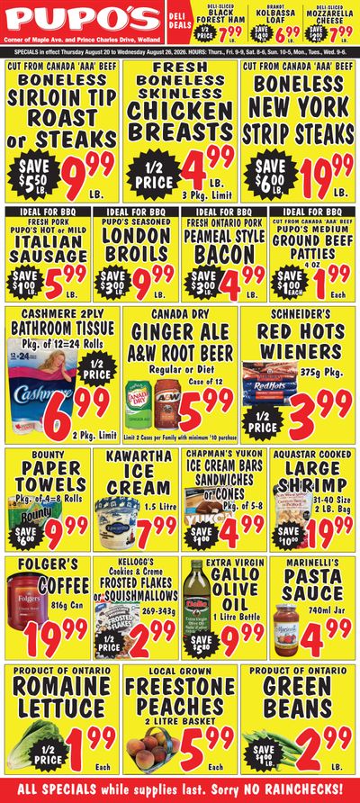 Pupo's Food Market Flyer August 20 to 26