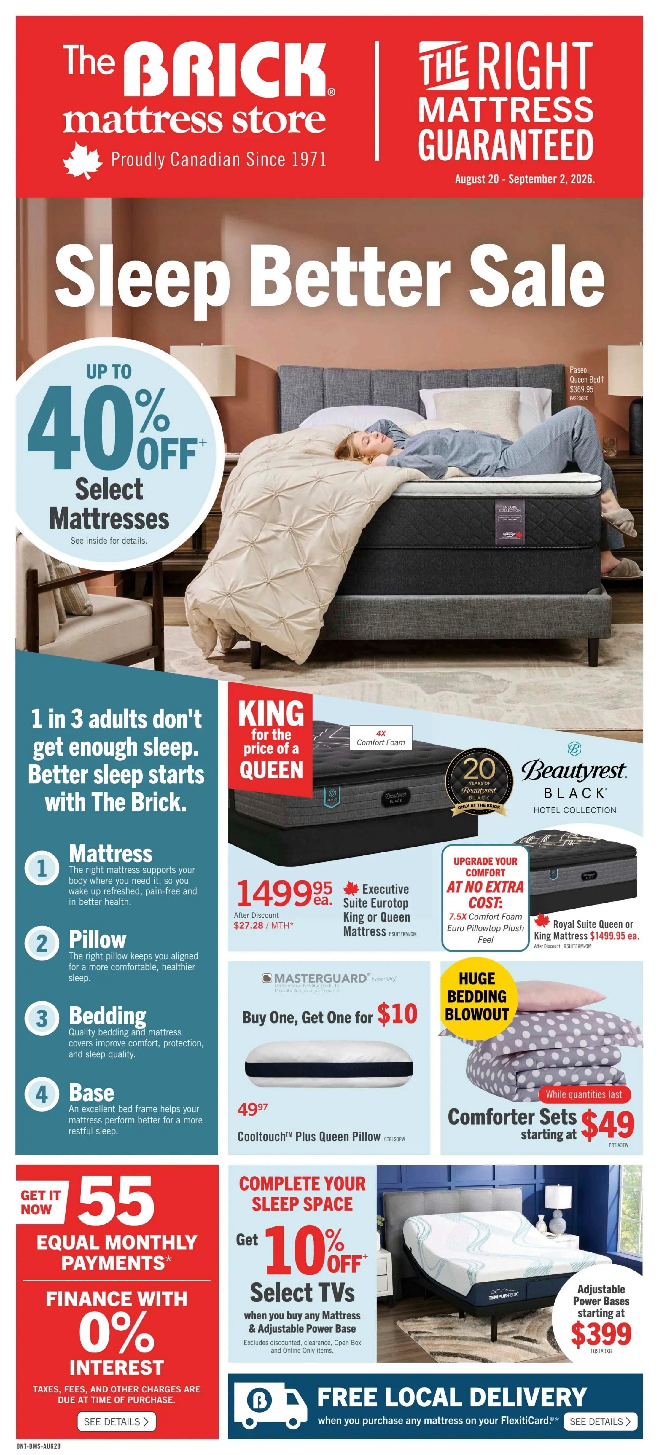 The Brick Mattress Store Flyer August 20 to September 2