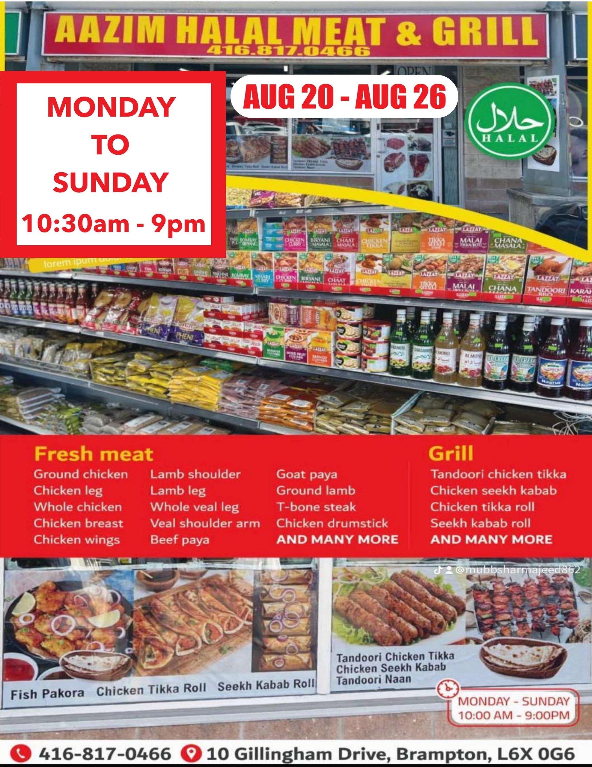 Aazim Halal Meat & Grill Flyer August 20 to 26
