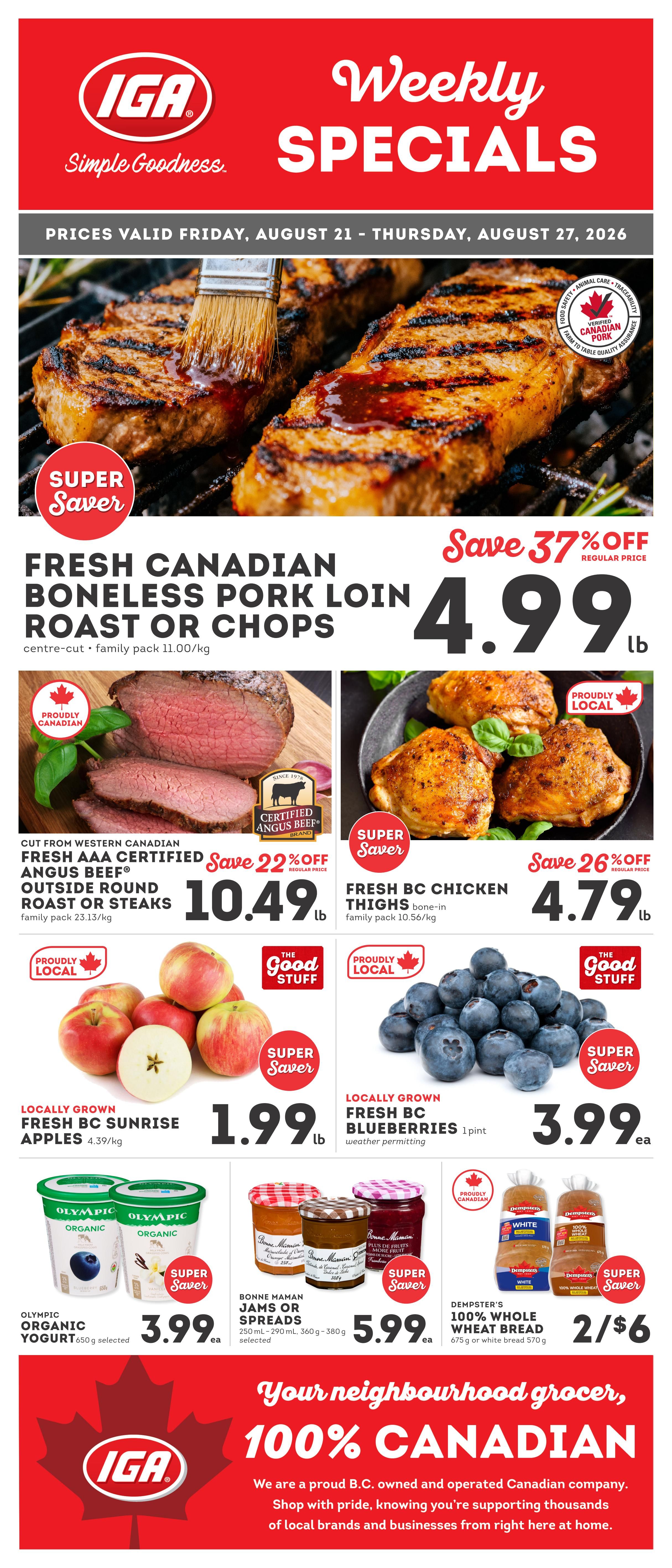 IGA Stores of BC Flyer August 21 to 27