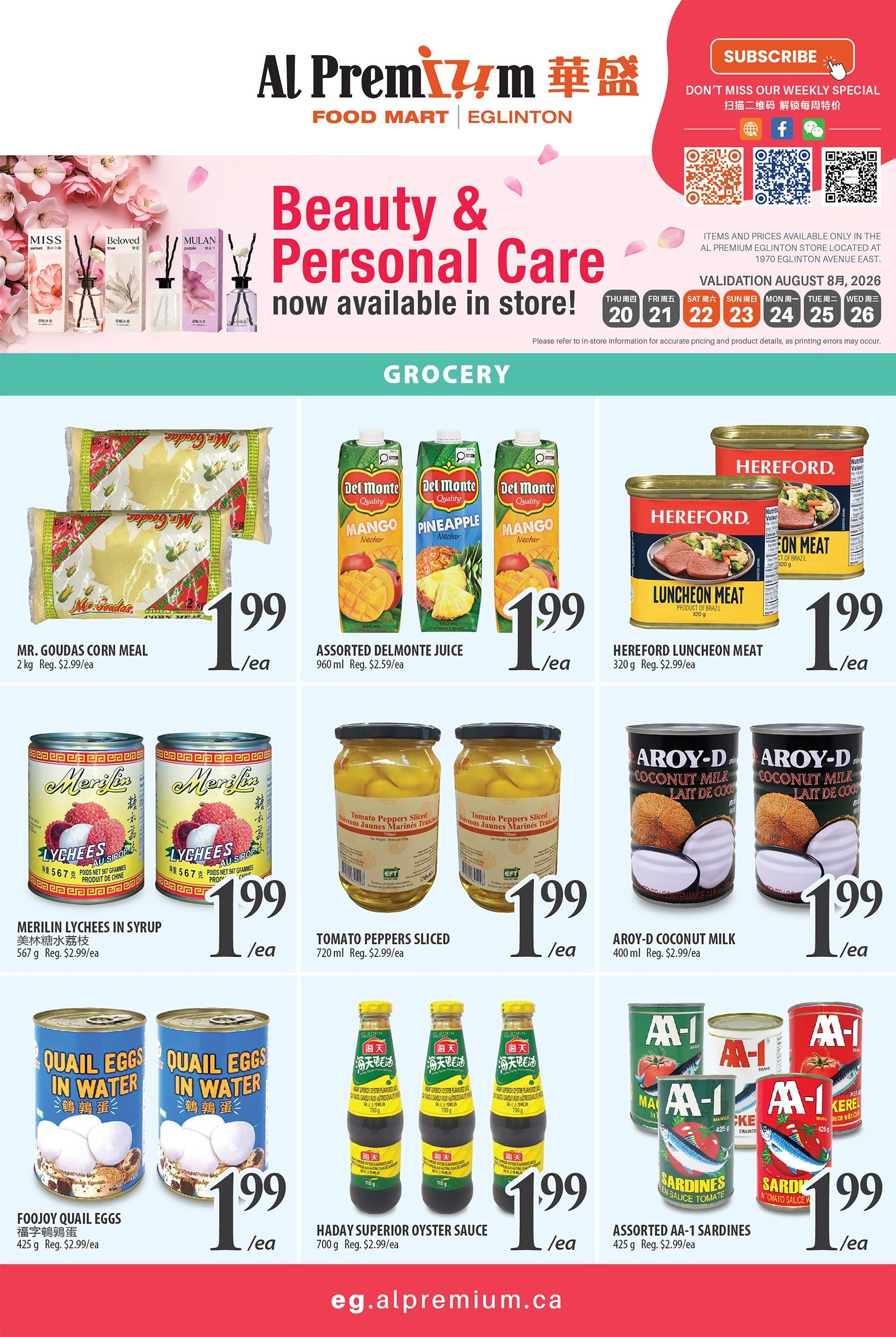 Al Premium Food Mart (Eglinton Ave.) Flyer August 20 to 26