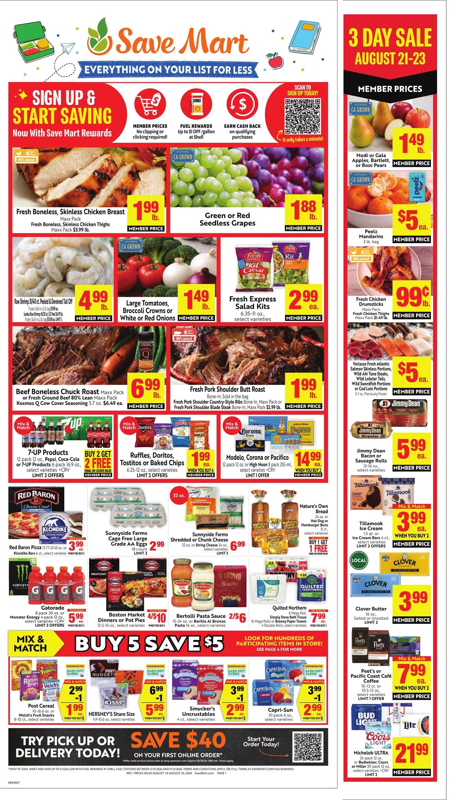 Save Mart (Fairfield Area, CA) Weekly Ad August 19 - 25, 2026