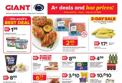 Giant Food Stores (Philadelphia–Haddon Heights Area, NJ–PA) Weekly Ad August 21 - 27, 2026