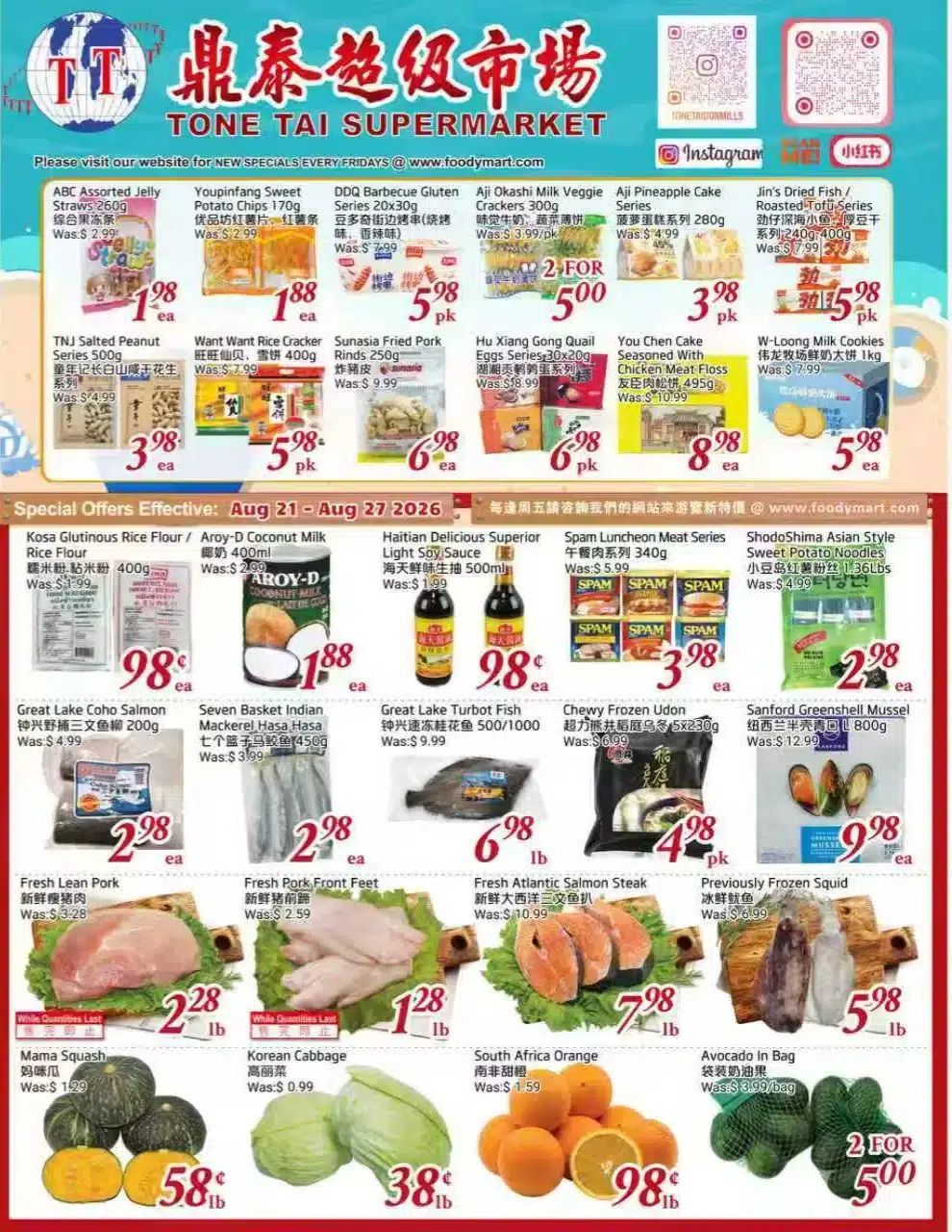 Tone Tai Supermarket Flyer August 21 to 27