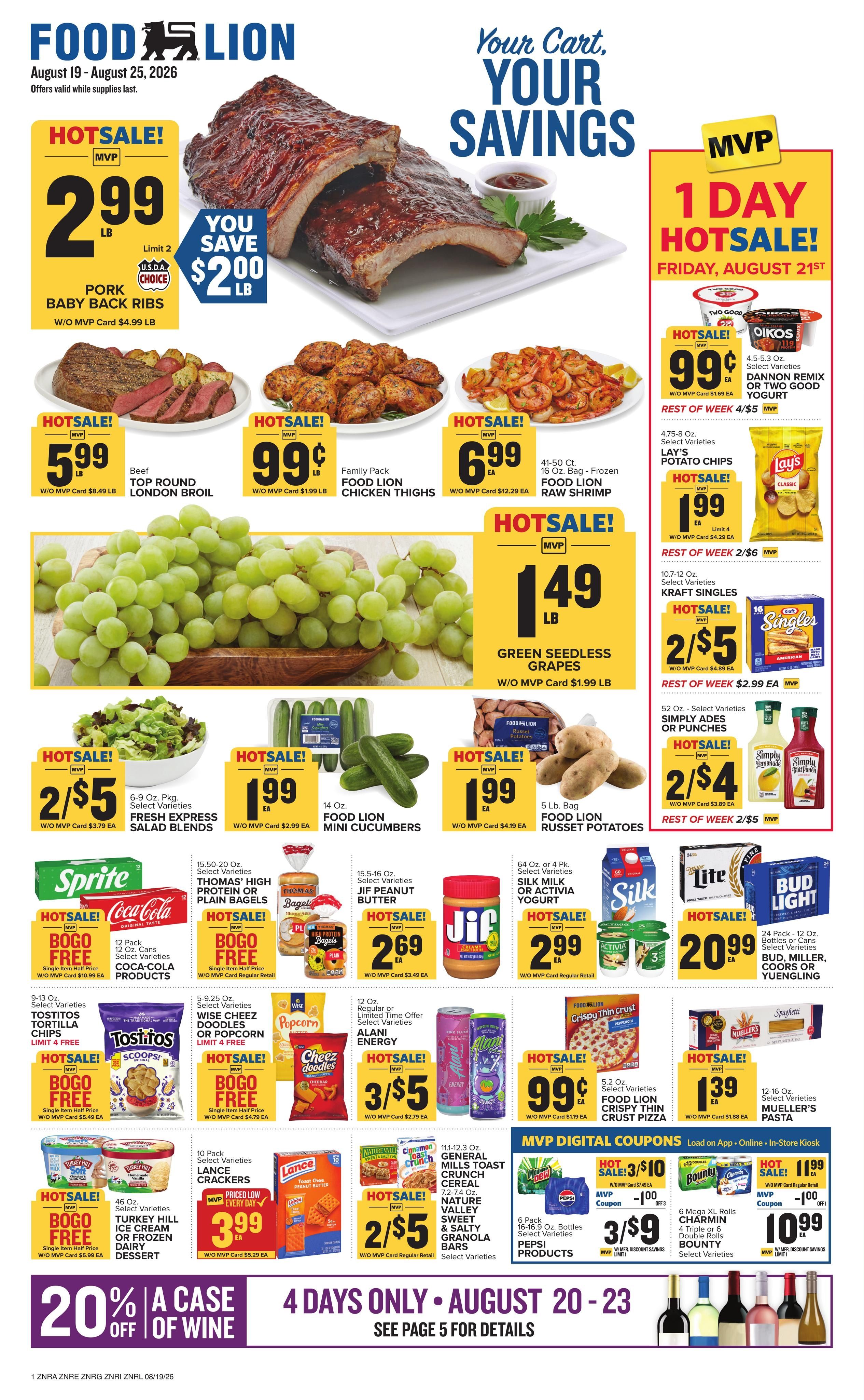 Food Lion (Rocky Mount Area, NC) Weekly Ad August 19 - 25, 2026