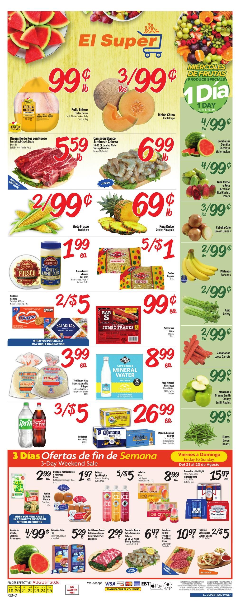El Super (Reno–Sparks Area, CA–NV) Weekly Ad August 19 - 25, 2026