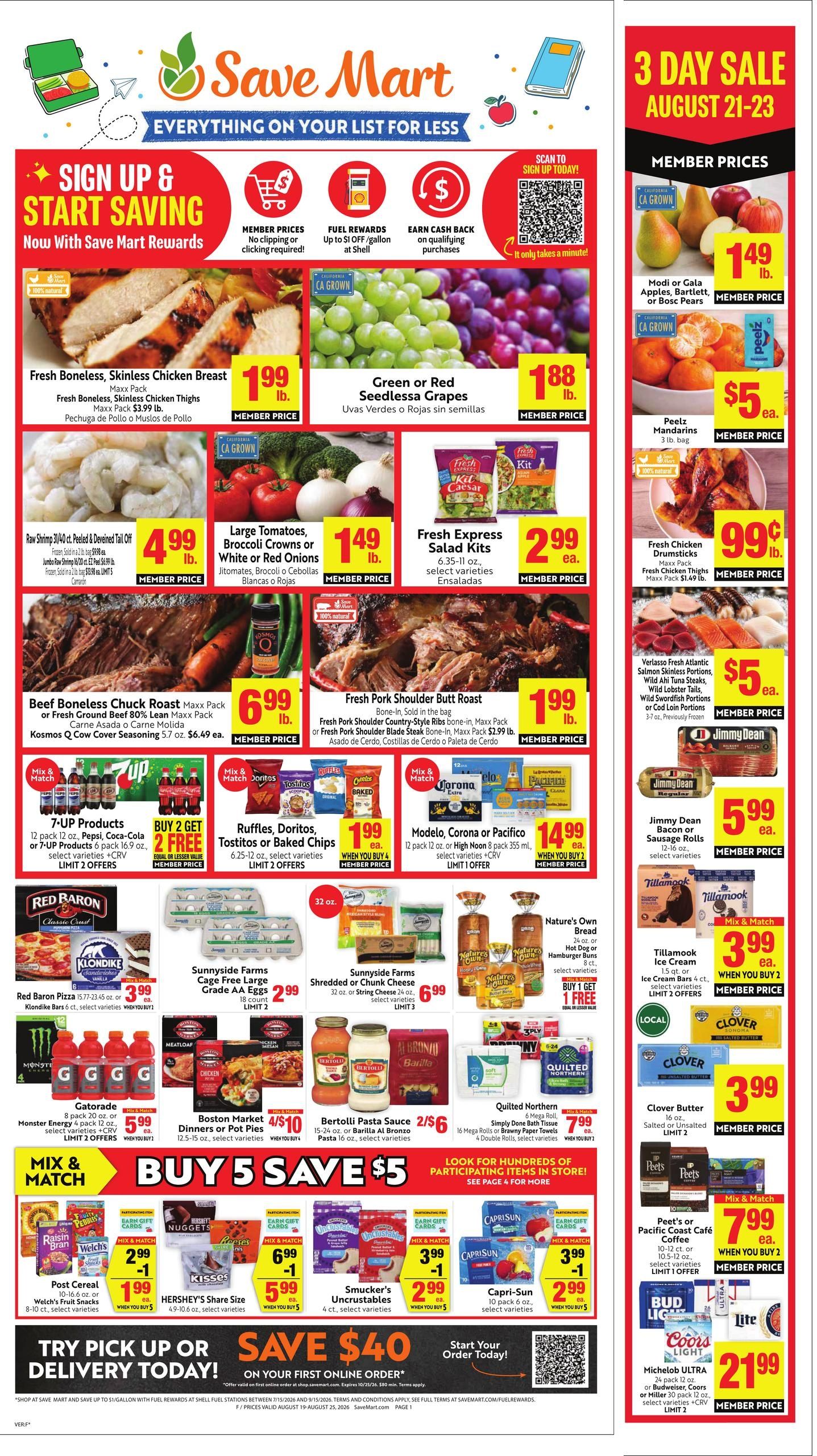Save Mart (Clovis–Fresno Area, CA) Weekly Ad August 19 - 25, 2026