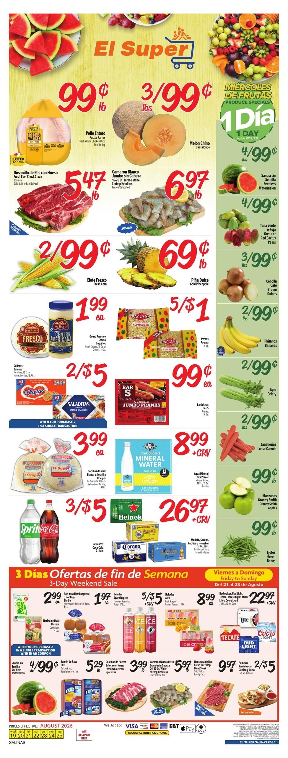 El Super (Salinas–Marina Area, CA) Weekly Ad August 19 - 25, 2026