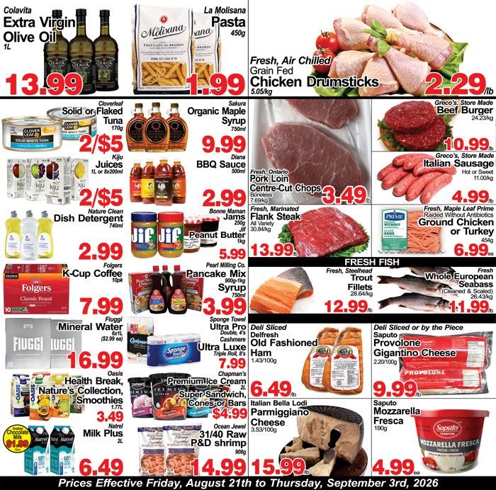 Greco's Fresh Market Flyer August 21 to September 3