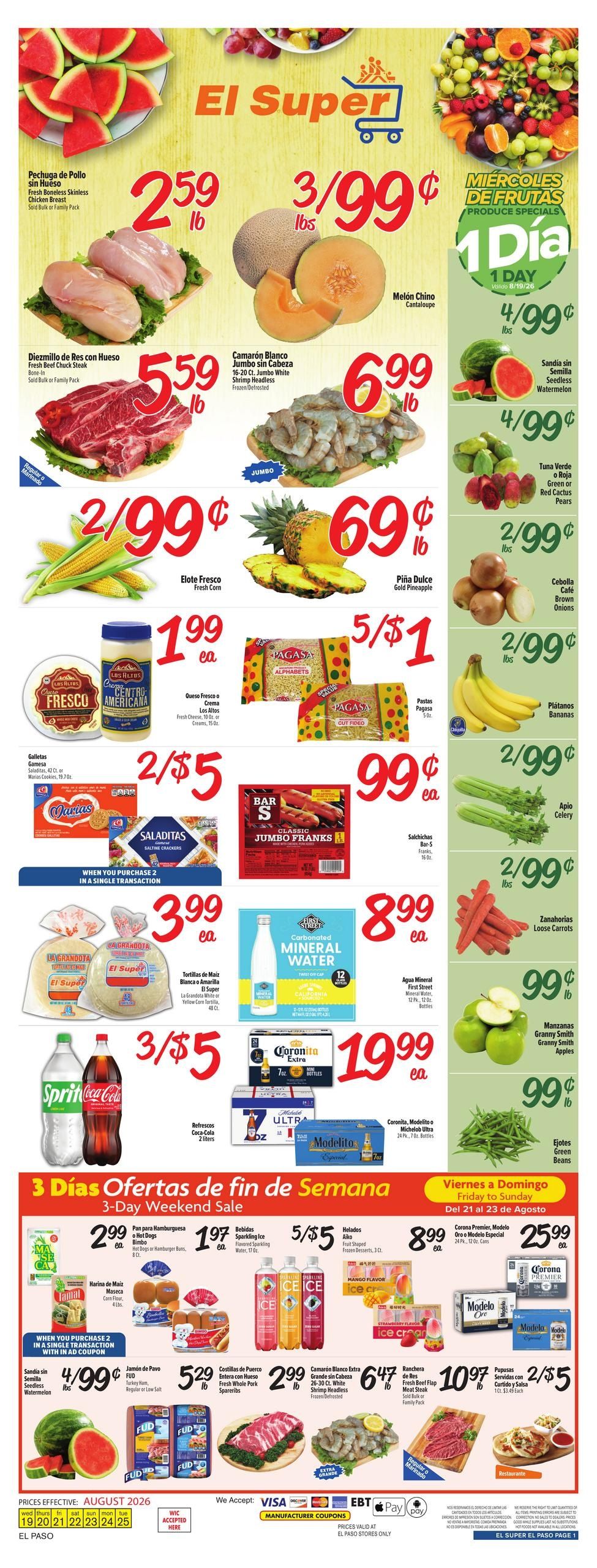 El Super (El Paso–Berino Area, NM–TX) Weekly Ad August 19 - 25, 2026