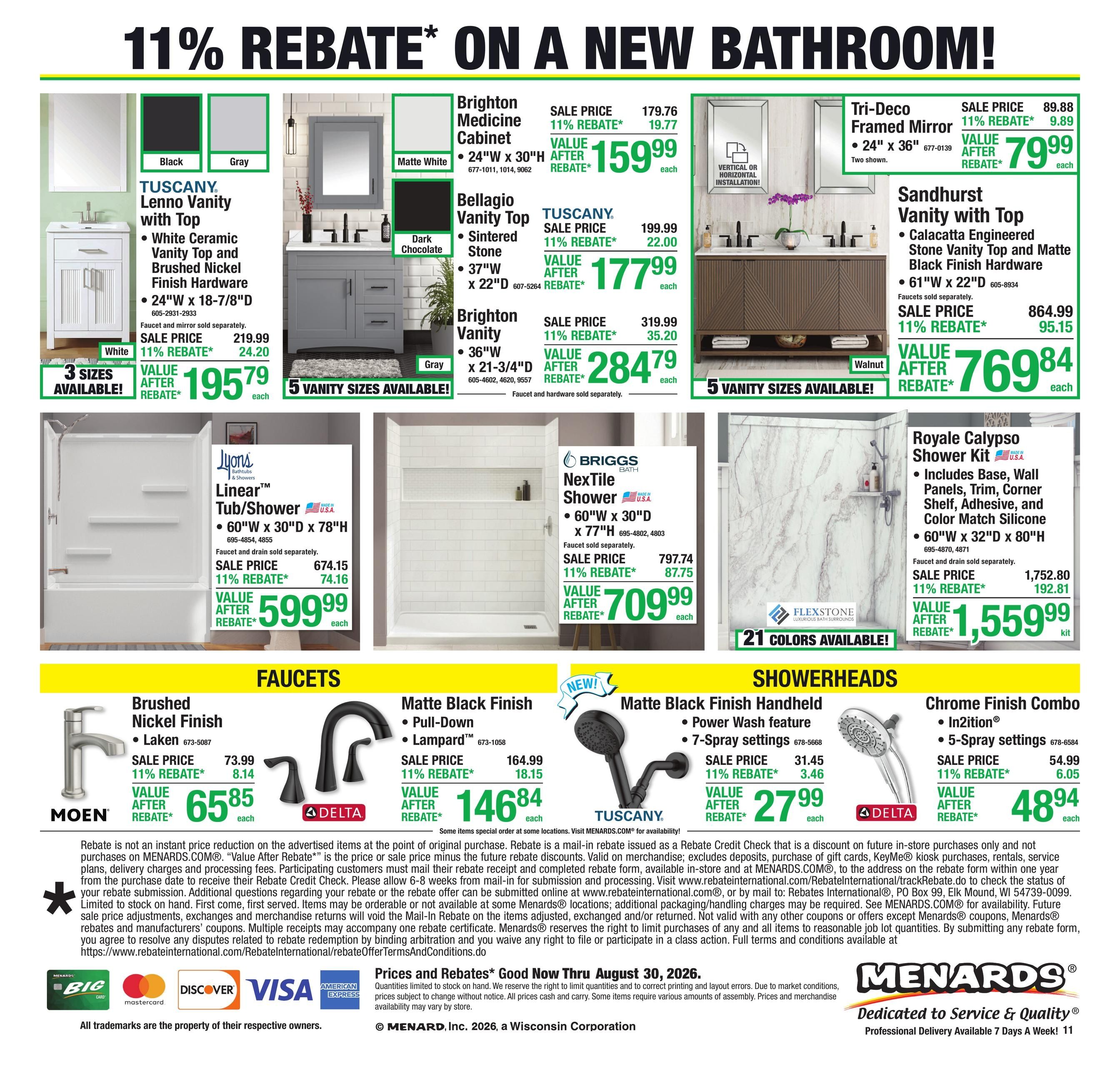 Menards (Mitchell Area, SD) 11% Rebate Sale Weekly Ad August 20 - 31, 2026