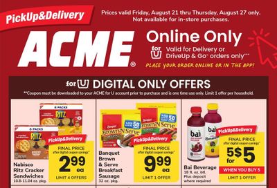 Acme Markets (Salisbury–Fruitland Area, MD) Bonus Online Savings Weekly Ad August 21 - 27, 2026