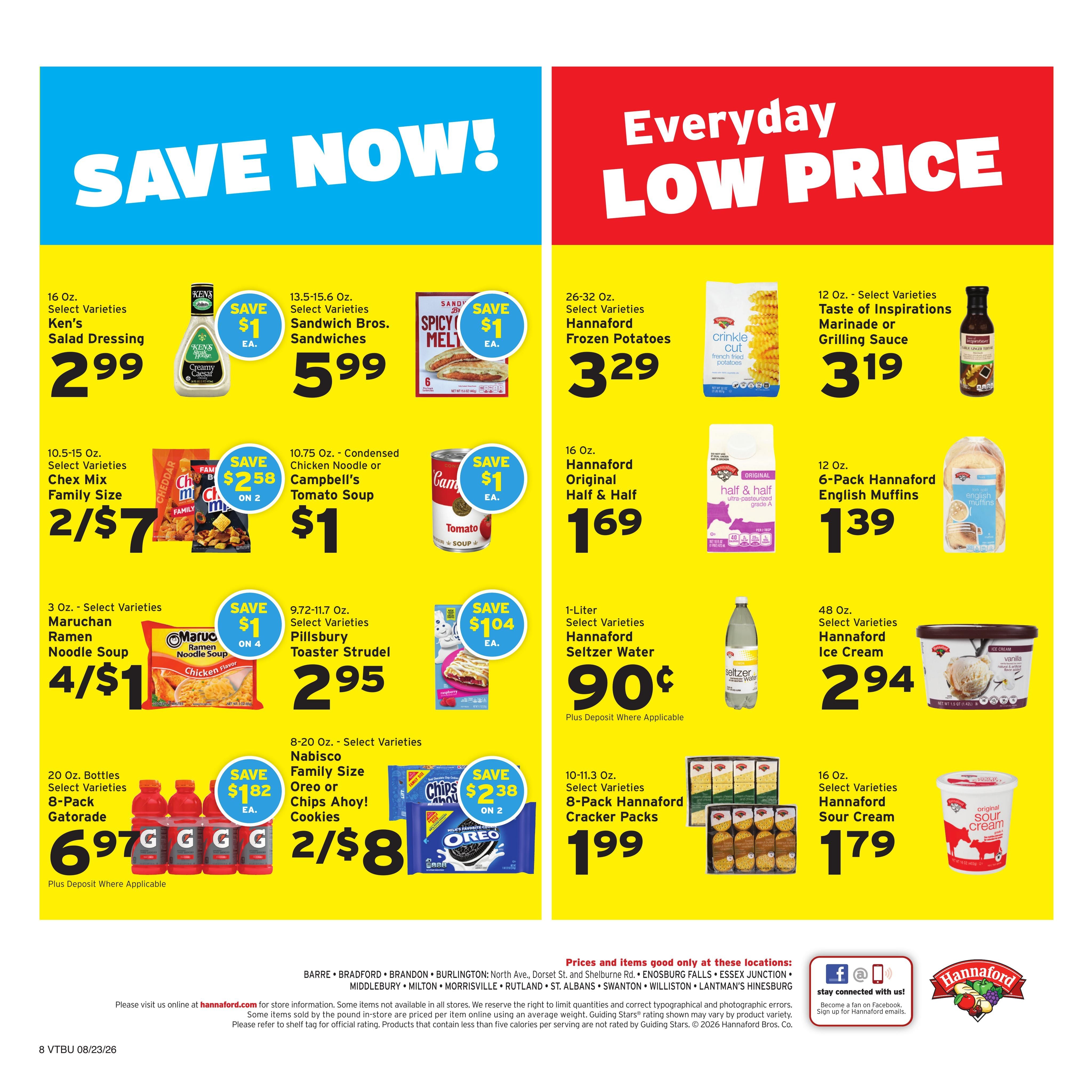 Hannaford (Saint Albans–Montpelier Area, VT) Week 35 Weekly Ad August 23 - 29, 2026